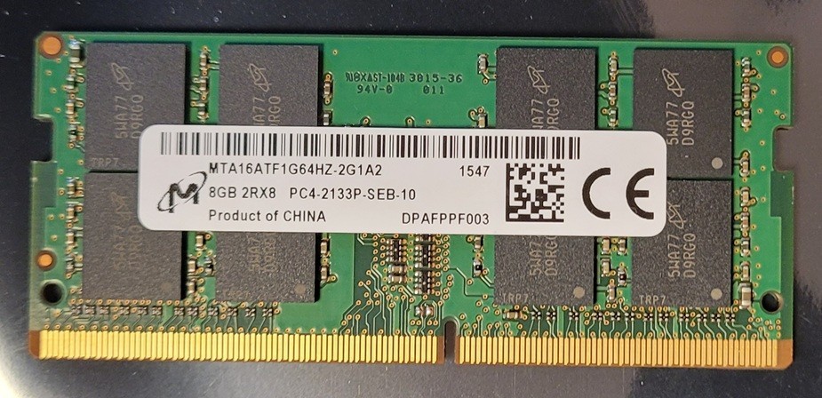 Micron DDR4 SDRAM 8GB 2Rx8 PC4-2133 MHz CL15 SODIMM MTA16ATF1G64HZ-2G1 Tested