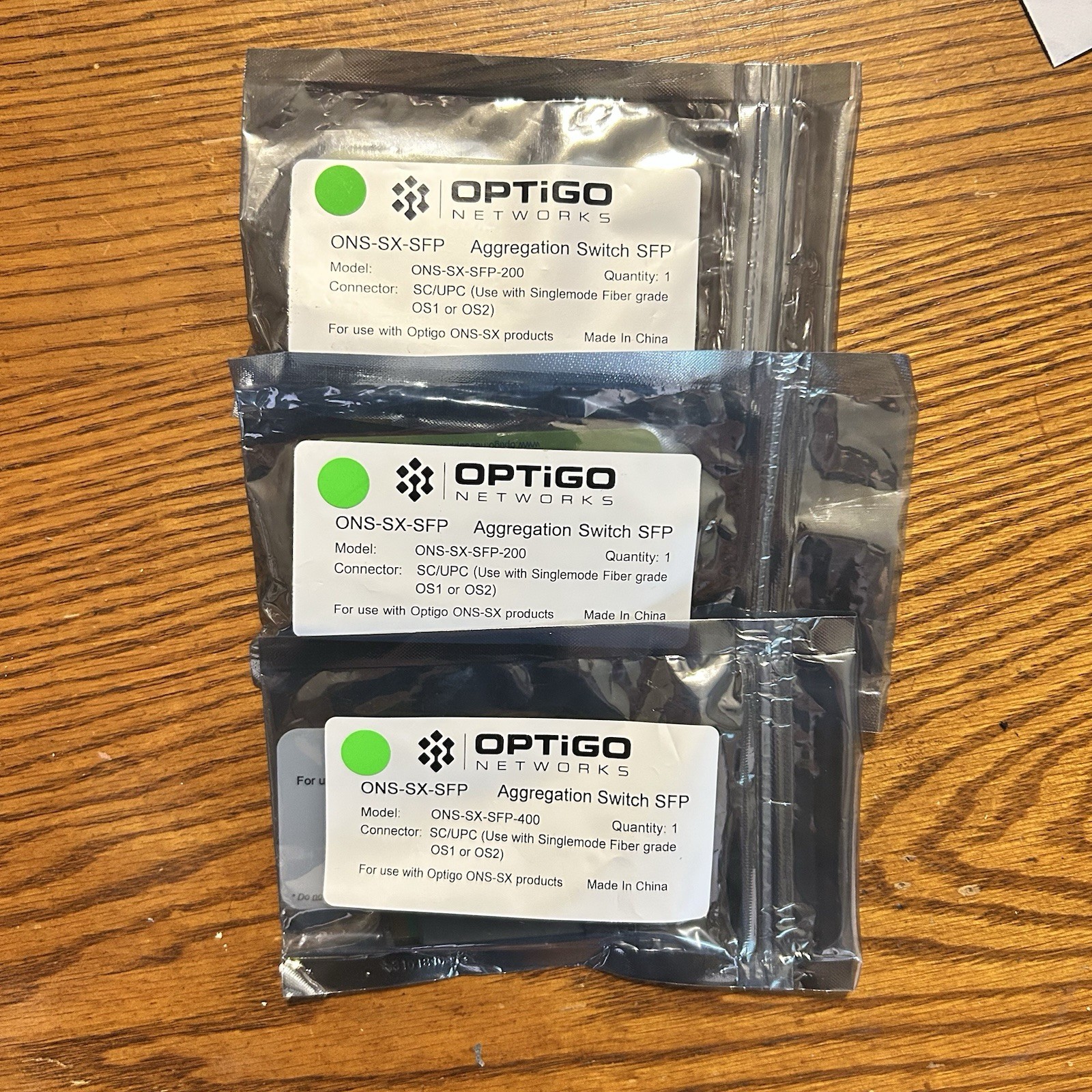 LOT OF 3 NEW Optigo ONS-SX-SFP Aggregation Switch SFP Singlemode Fiber OS1/OS2