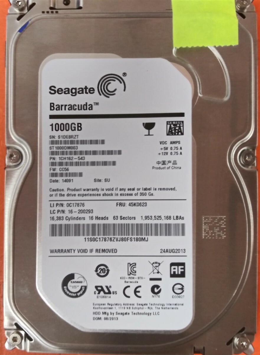 ⭐️⭐️⭐️⭐️⭐️ HDD Hard Drive SATA Desktop 3.5" Seagate ST1000DM003 1TB 1CH162-543