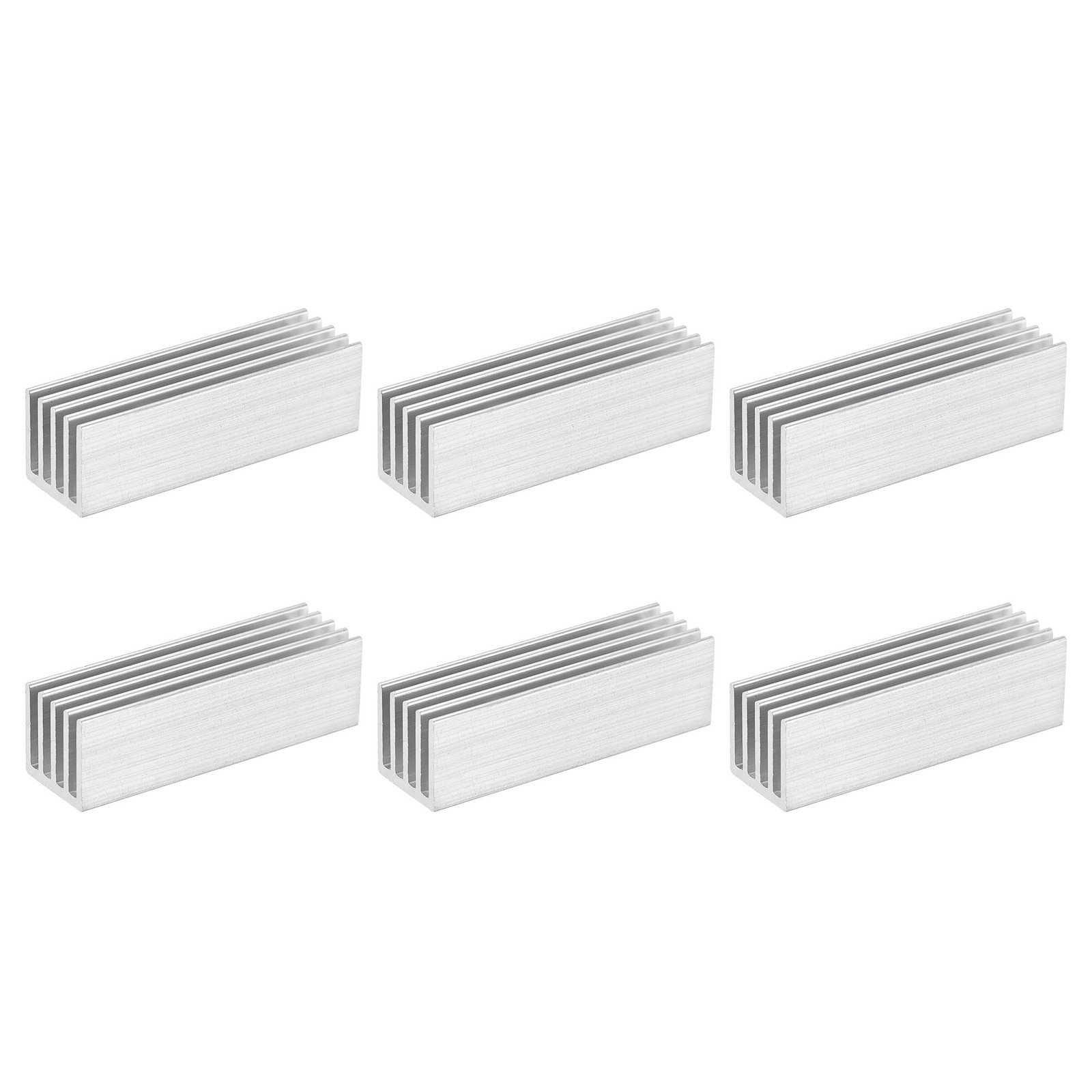 6Pack 50x15x15mm Aluminum Heatsink Electronics Cooler for MOS IC Chip Silver