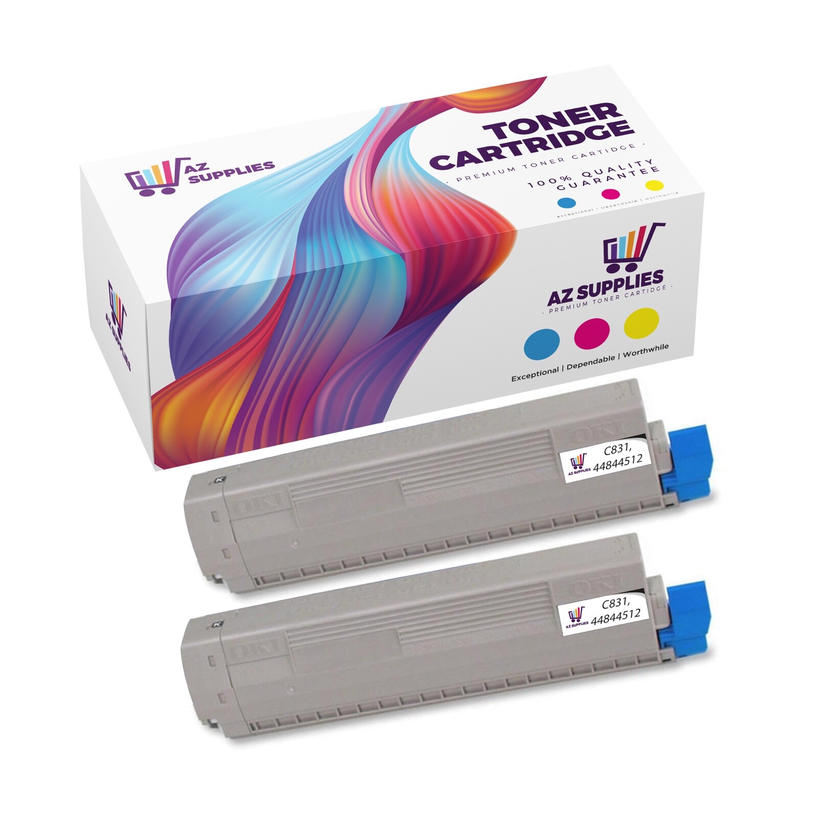 OKI Data Compatible Toner Cartridge for C831 44844512 C831dn C831n Black 2 Pack