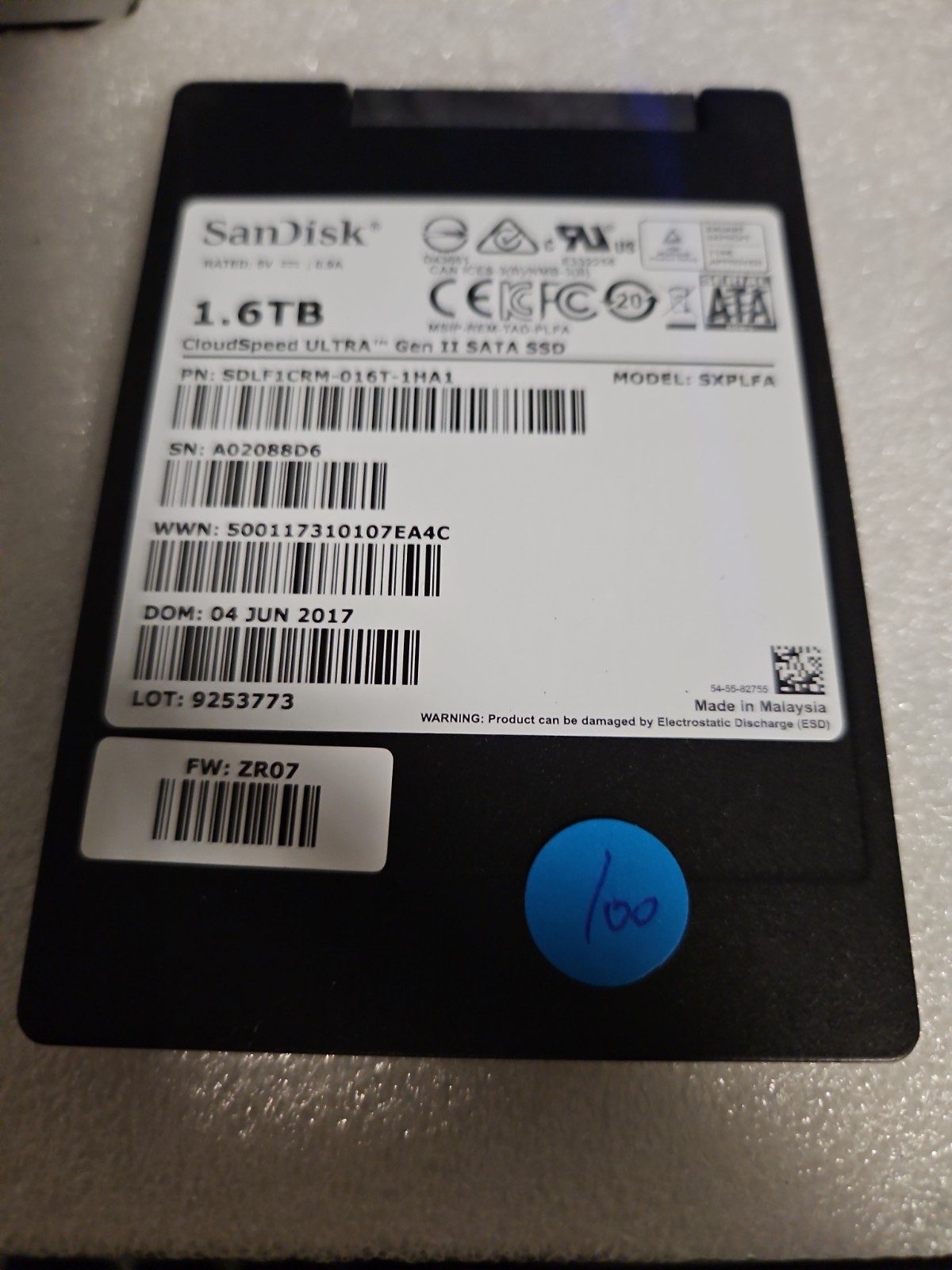 SanDisk CloudSpeed Ultra 1.6TB SATA 6Gb/s 2.5in SSD SDLF1CRM-016T-1HA1 MLC