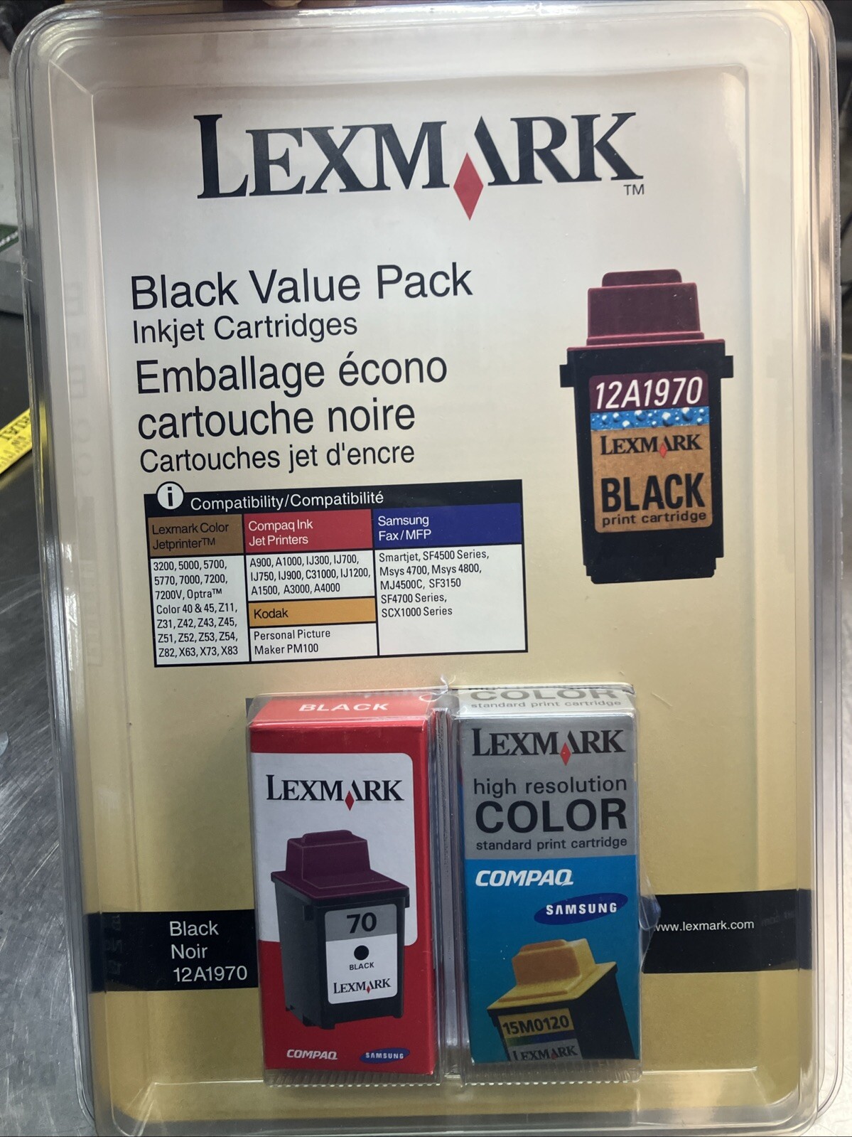 Lexmark 70 Black 12A1970 Inkjet Cartridges 2002 New Sealed 2 Pack Sealed