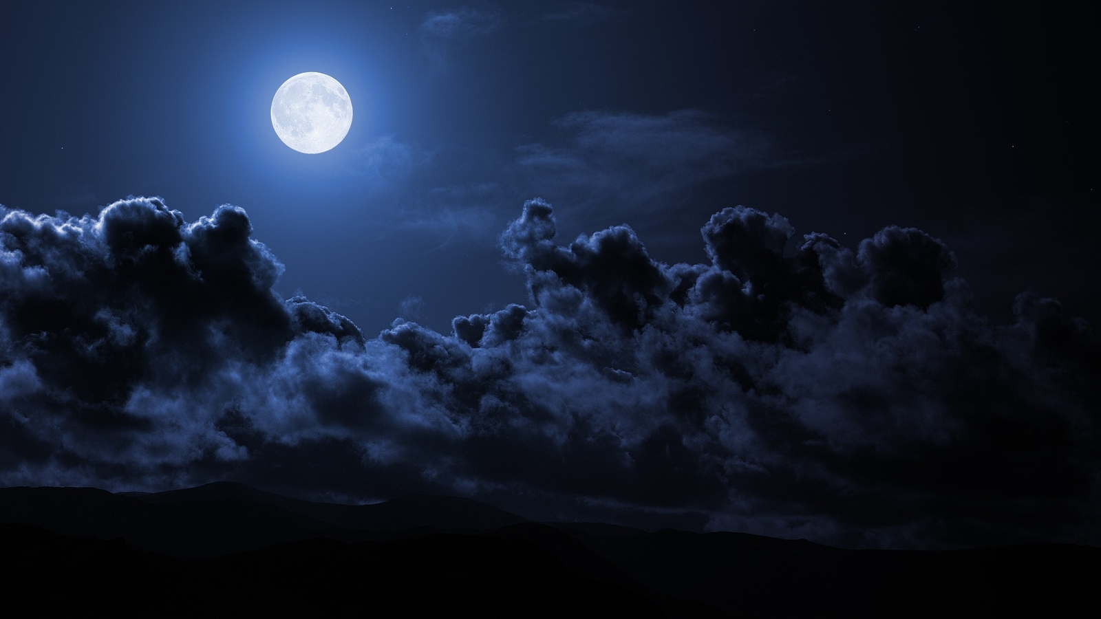 Landscape night moon sky clouds dark blue hills storm Custom Gaming Mat Desk