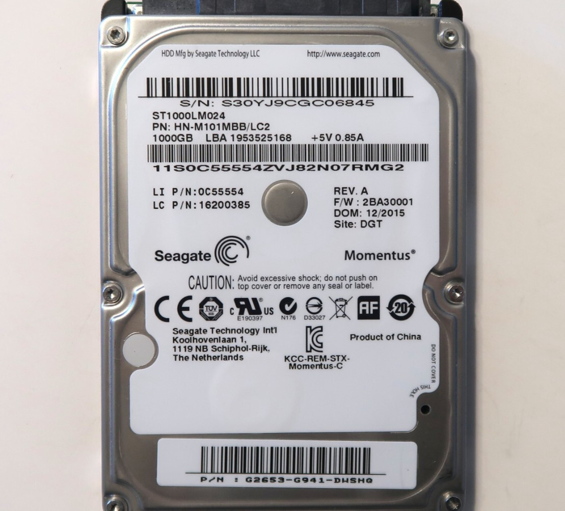 Seagate ST1000LM024 HN-M101MBB/LC2 2BA30001 (S30) G2653-G941 2.5" 1TB DEC/2015