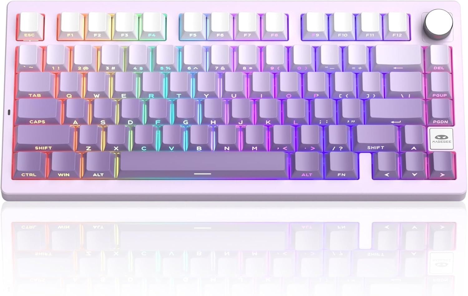 MageGee LIGHT75 Wireless Creamy Keyboard, Tri-Mode Bluetooth/2.4GHz/USB-C RGB Ba