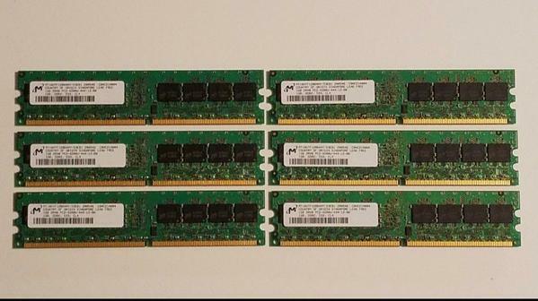 Micron MT16HTF12864AY-53EB1 6GB (6 x 1GB) PC2-4200 533MHz CL4 DDR2 RAM - R1579