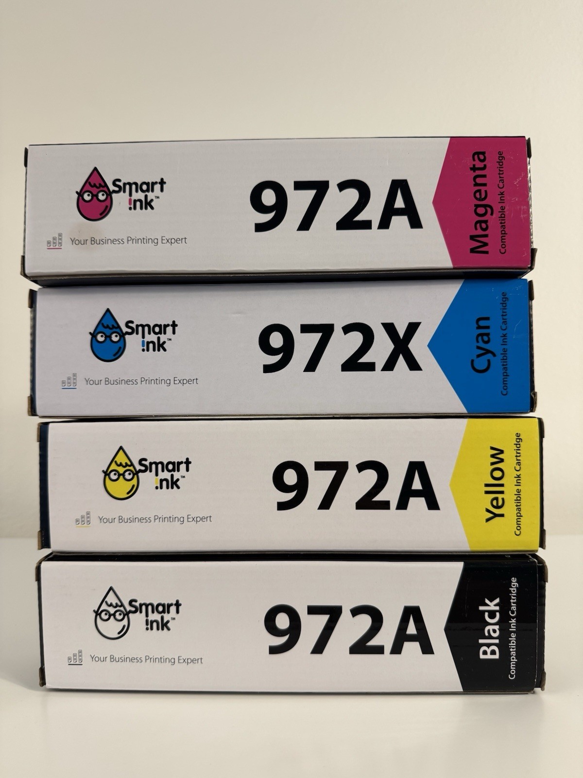 New Smart Ink 972A/X.Compatible Ink Cartridge Set Black Yellow Cyan Pink  for HP