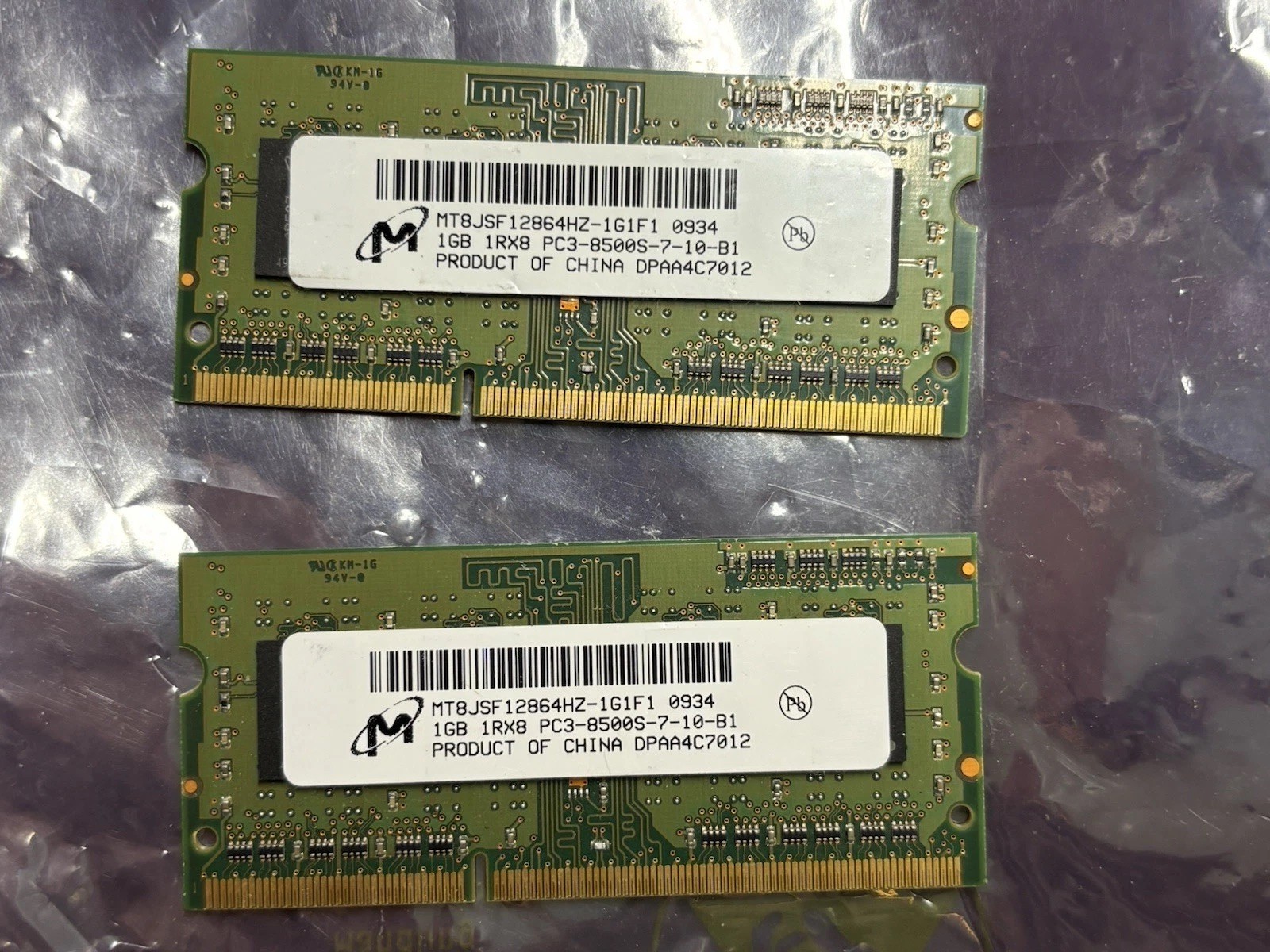2x 1GB PC3-8500S-7-10-B1 Laptop Memory RAM