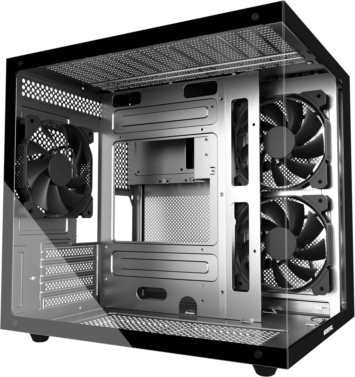 Stylish MATX Gaming PC Case with 270° Glass Panel & 3 Pre-Installed Fans