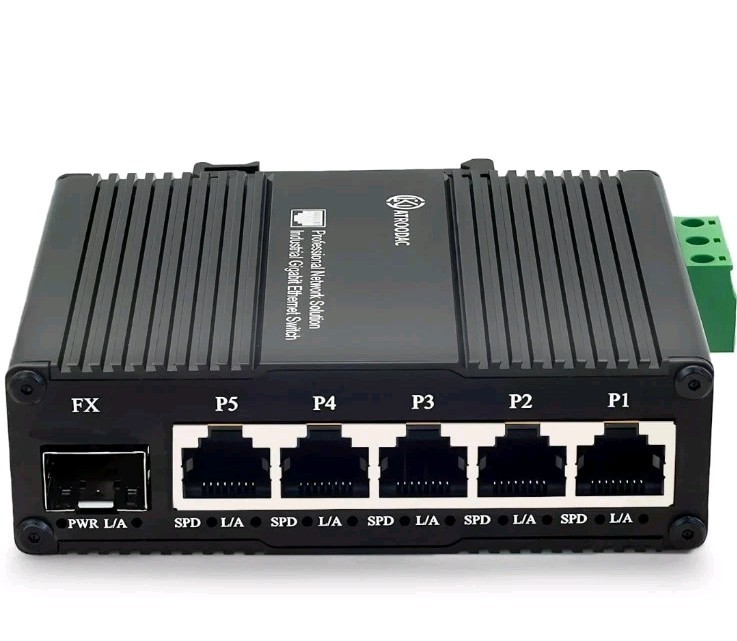 Mini AC Power Supply 5 Port Gigabit Switch with SFP Slot Din Rail Fanless Ind...