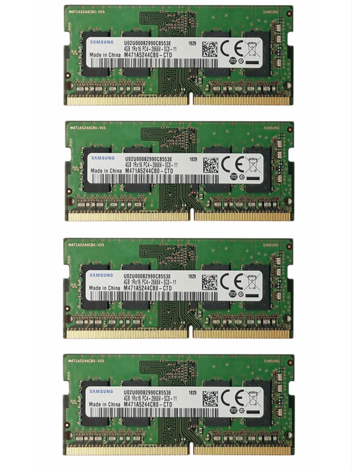 Samsung 16GB (4X4GB) DDR4 2666MHZ PC4-21300 SODIMM Memory Ram M471A5244CB0-CTD