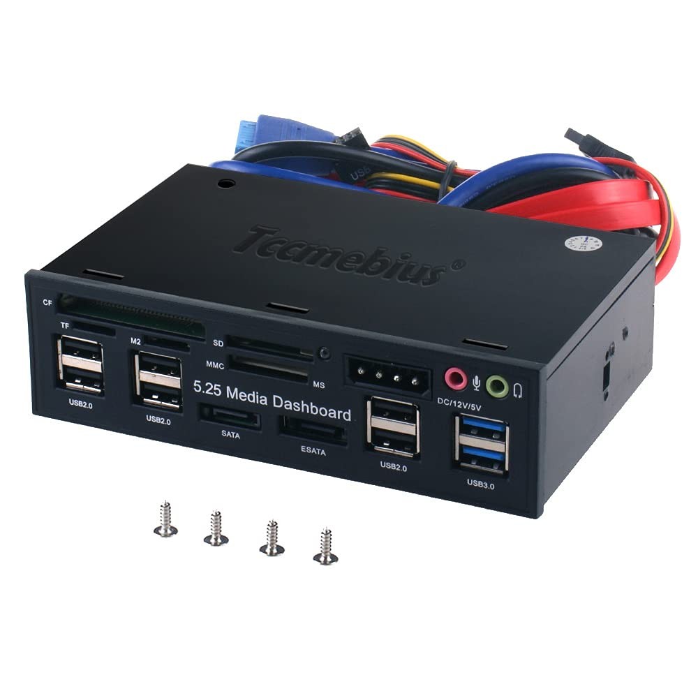 Tccmebius TCC-QL5E 5.25 Inch PC Multifunction Dashboard Media Front Black