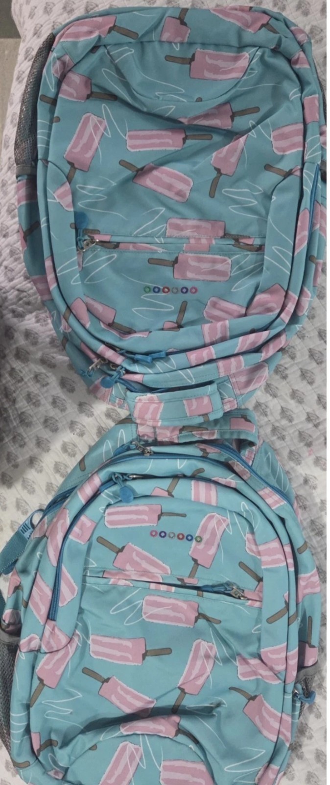 2 J World  Laptop Backpack Popsicle Print Blue Pink Fits 16" Laptop new w/o tags