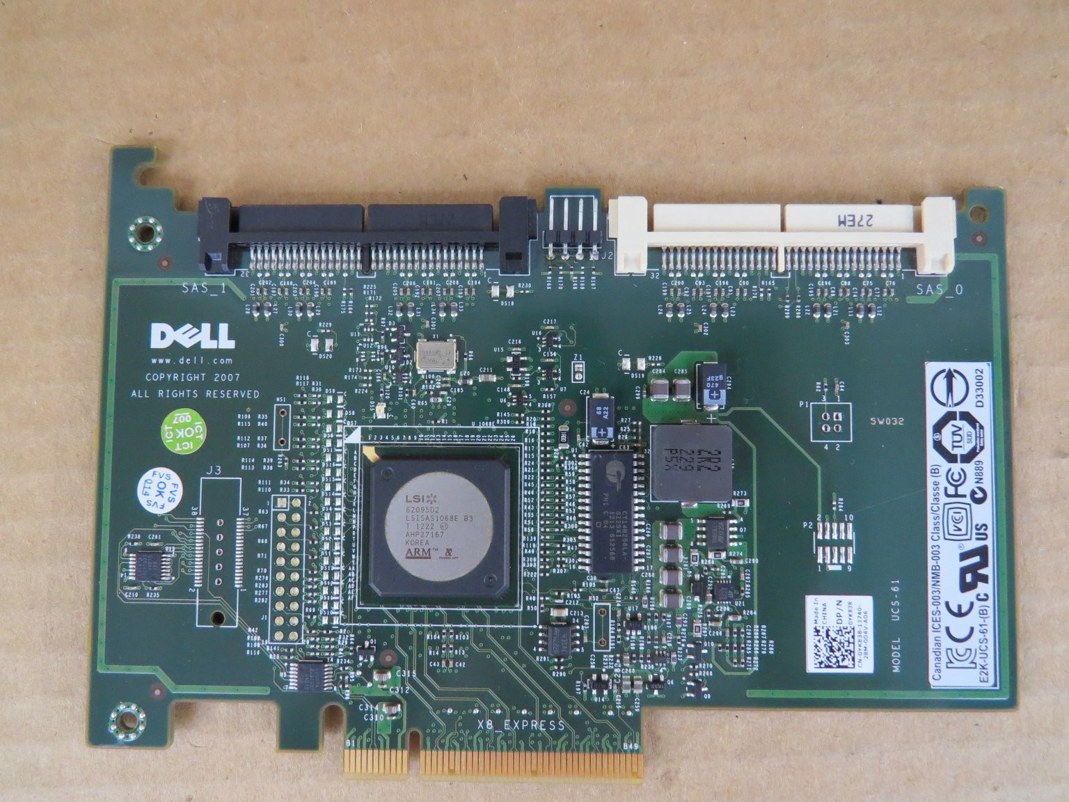 Dell 0YK838 Replacement SAS Controller Card UCS-61 PCIe 2007