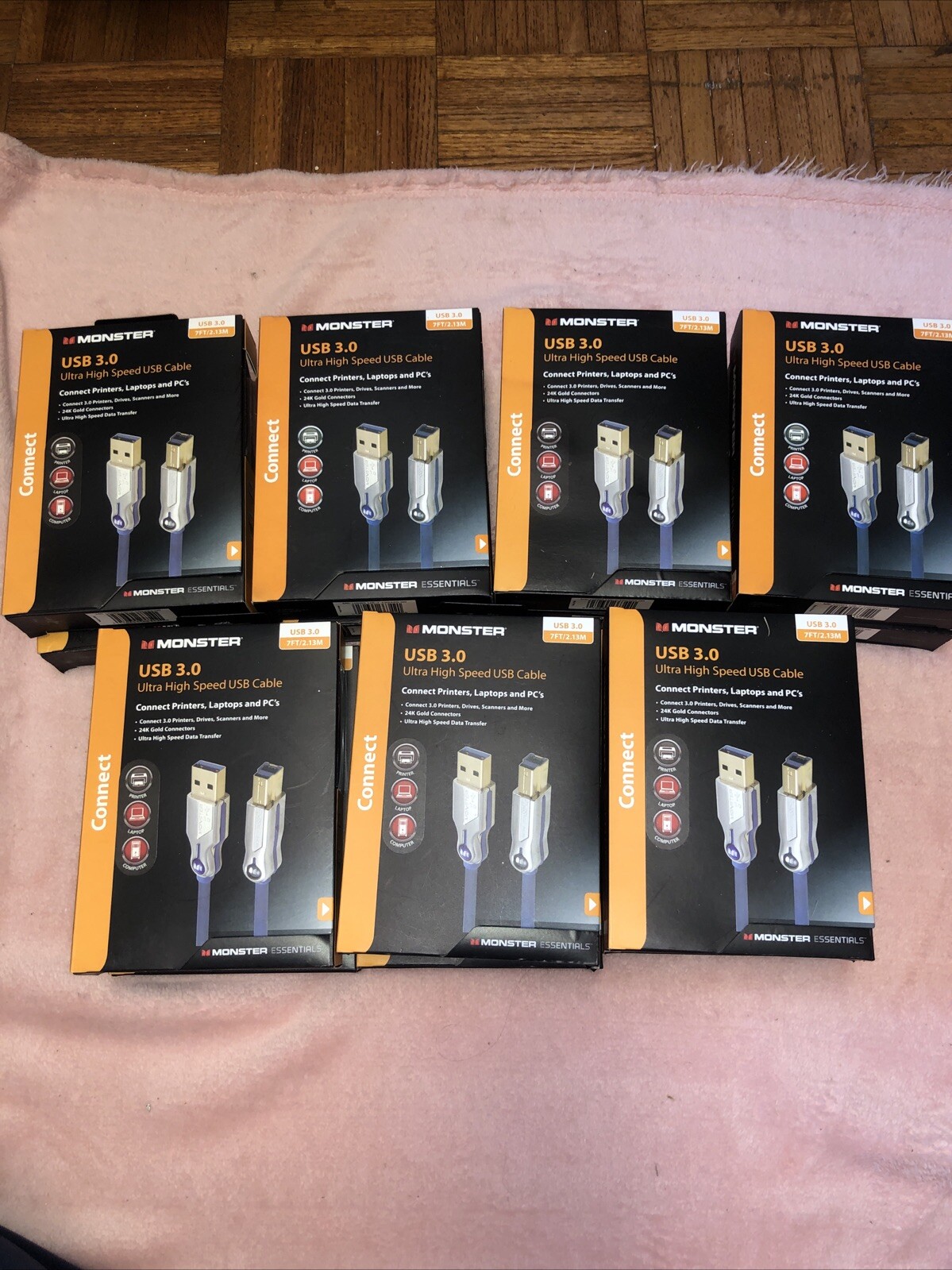 Lot of 12 - Monster  USB 3.0 - A to B Connection - 7FT/2.13M - Ultra High Speed