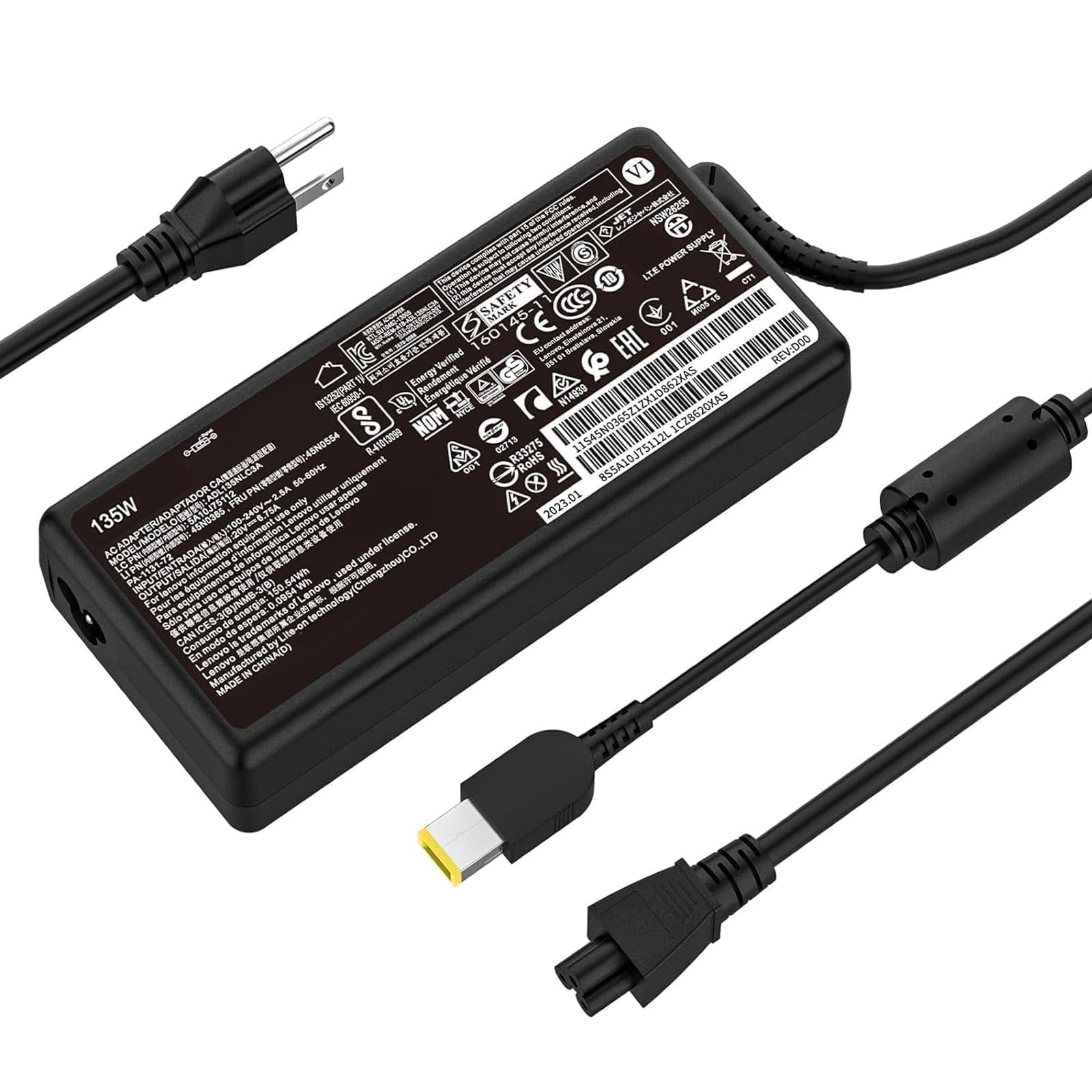 135W Charger Fit for Lenovo Legion Y530 Y730 Y520 Ideapad Y700 Gaming 3 Slim ...