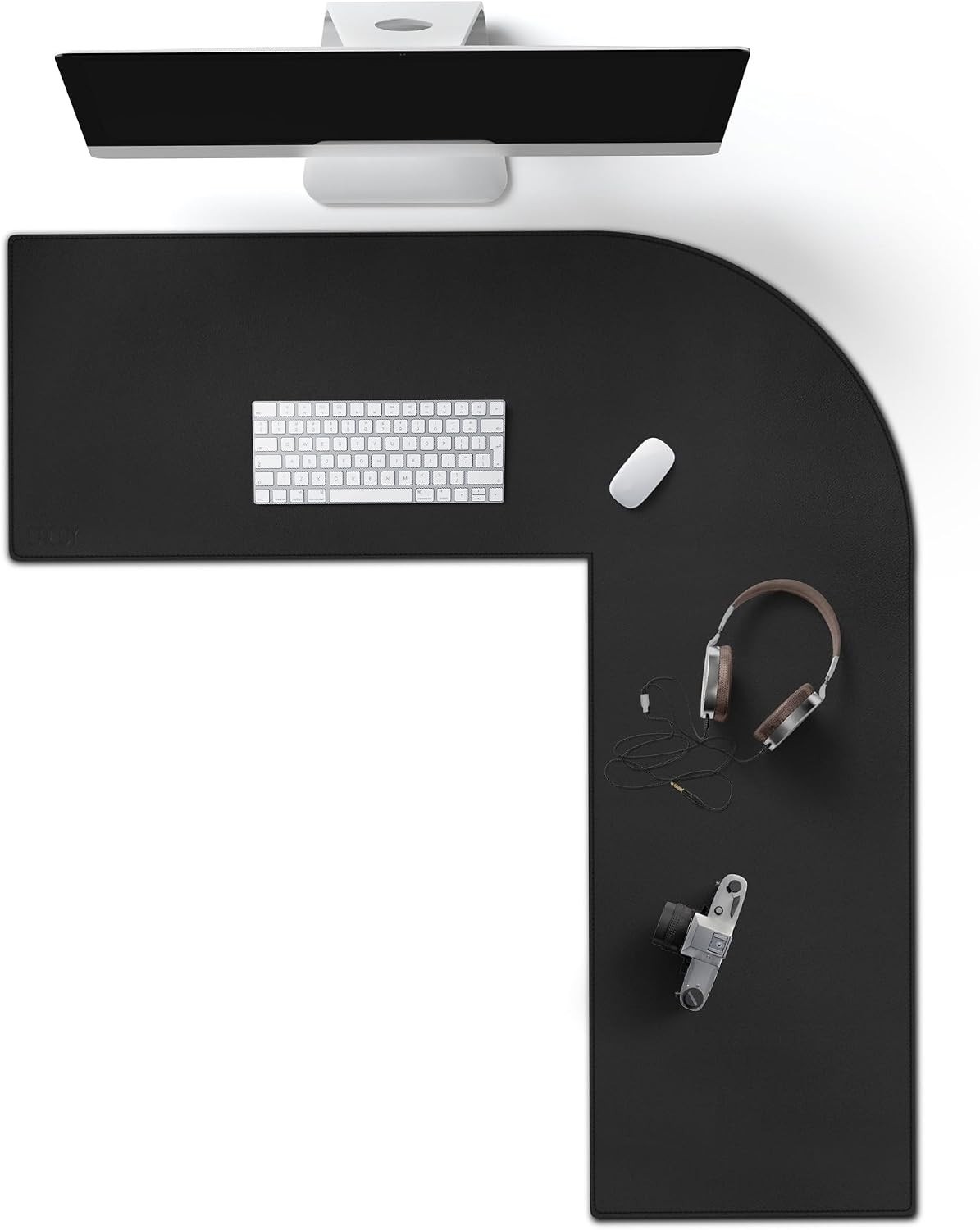 L Shaped Desk Mat, 35.4"+39.4" x13 Leather Corner Computer Mouse Pad, L-Shape...