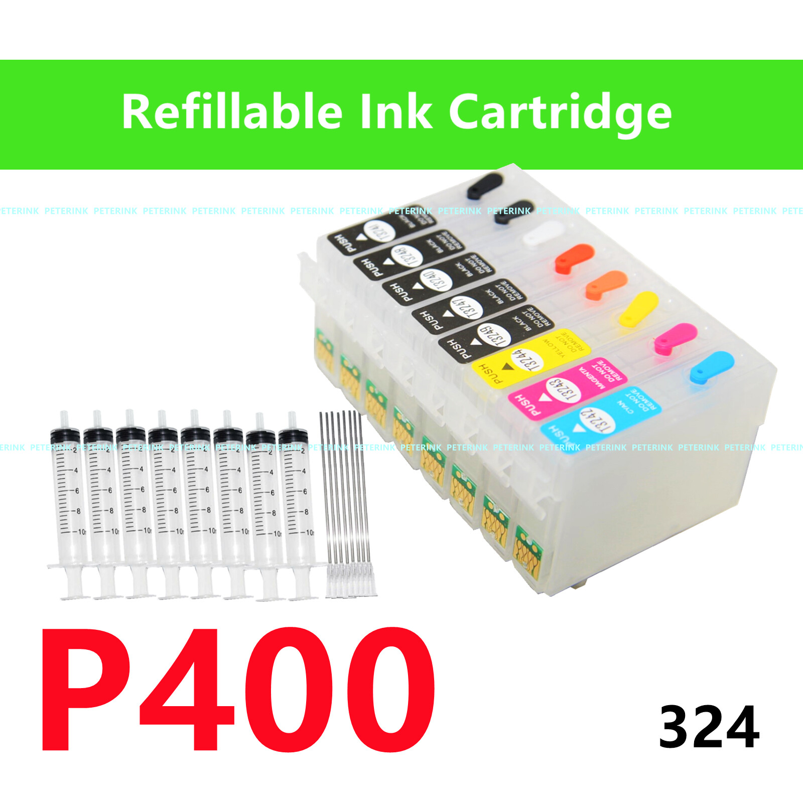 Empty Refillable Ink Cartridge kit for SureColor P400 Printer T324 324 *