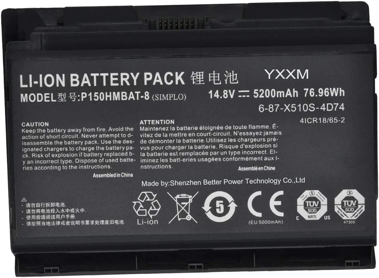 P150HMBAT 8 X510S Battery for Clevo 6 87 X510S 4D72 6 87 X510S 4D73 6 87 X510S