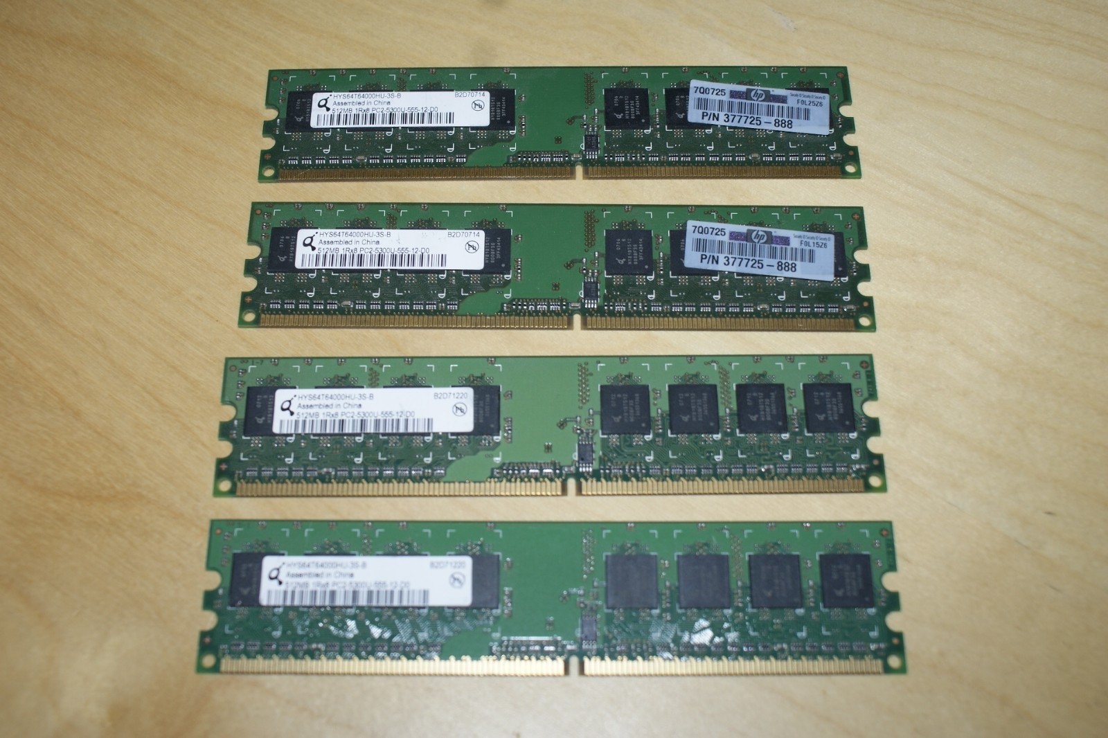 HP PC2-5300 512MB DIMM DDR2 SDRAM Memory (377725-888) SET OF 4