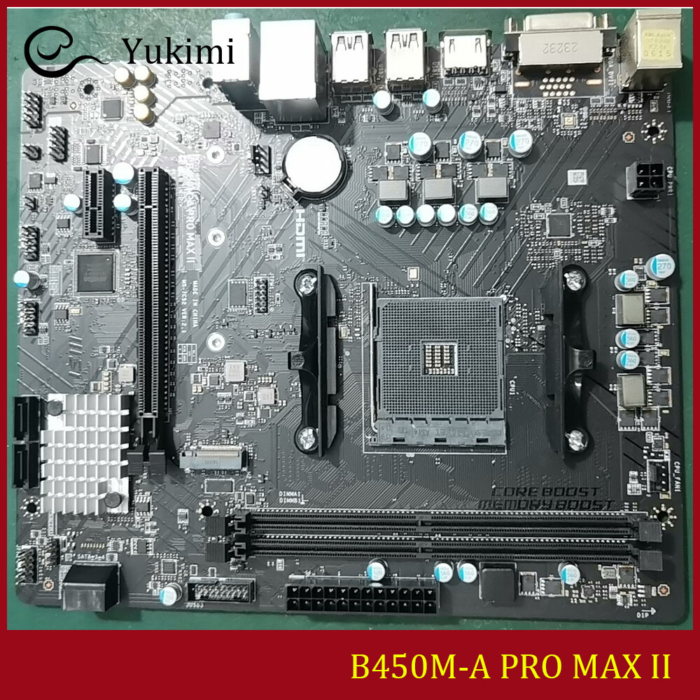 FOR MSI B450M-A PRO MAX II DDR4*2 AMD AM4 64GB HDMI DVI mATX Motherboard Test OK
