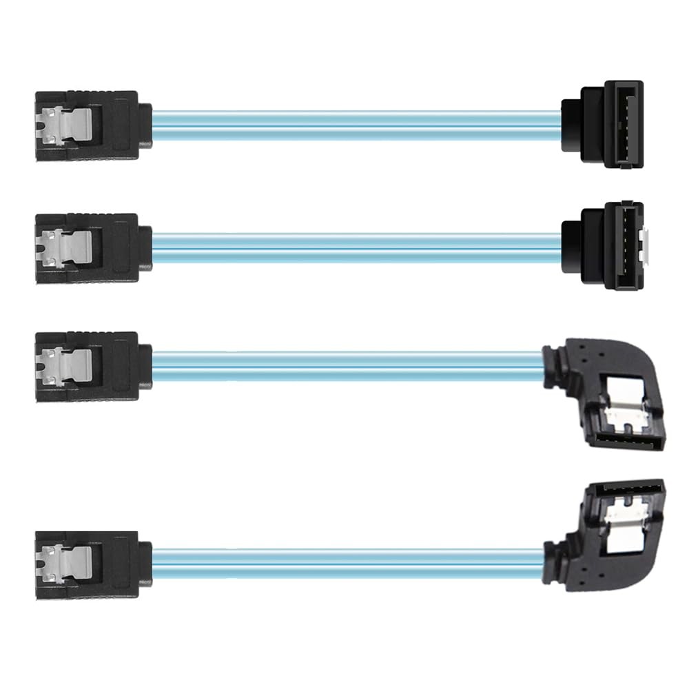 xiwai 4pcs/Set Internal 4-SATA Host to 4SATA 7pin Target Disk 90 Degree Angled T
