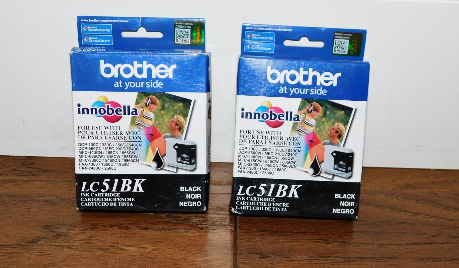 LOT of 2 Brother LC51BK Black Ink Cartridge  Exp. 2019 NEW