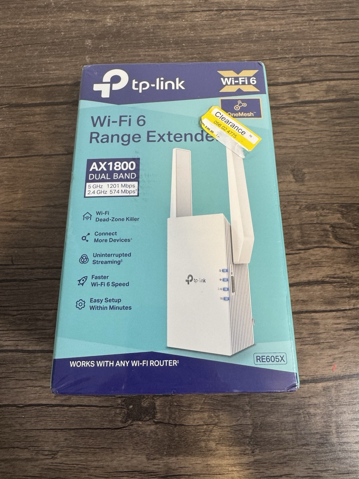 TPLink AX1800 WiFi 6 Range Extender Dual Band RE605X  G1N