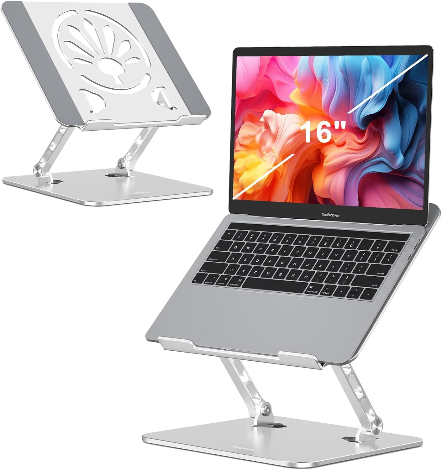 Adjustable Aluminum Laptop Stand for Desk,Ergonomic Riser, Silver | Open