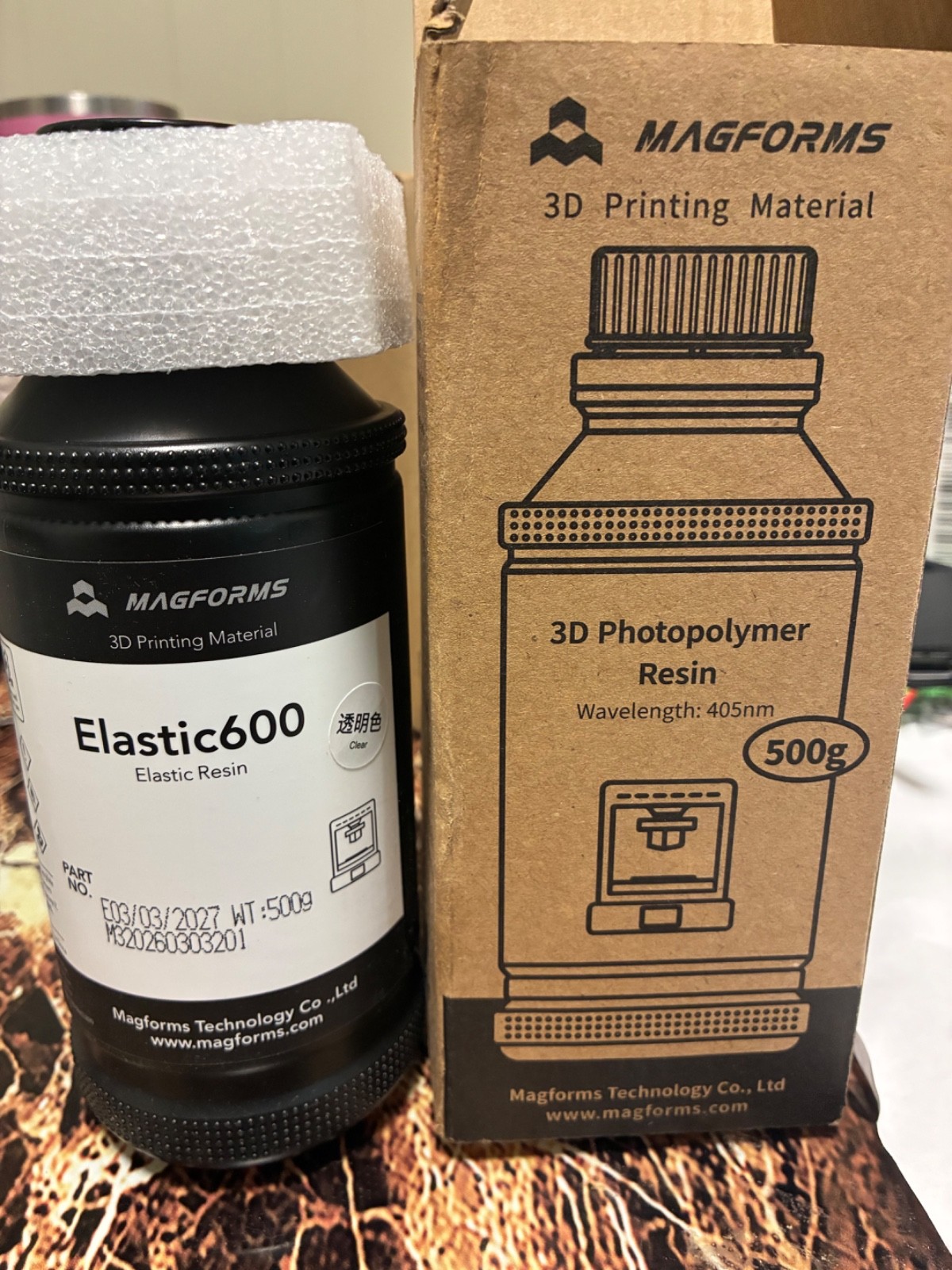 New Magforms Elastic600 Elastic Resin for resin 3D printers. 500g bottle Clear /