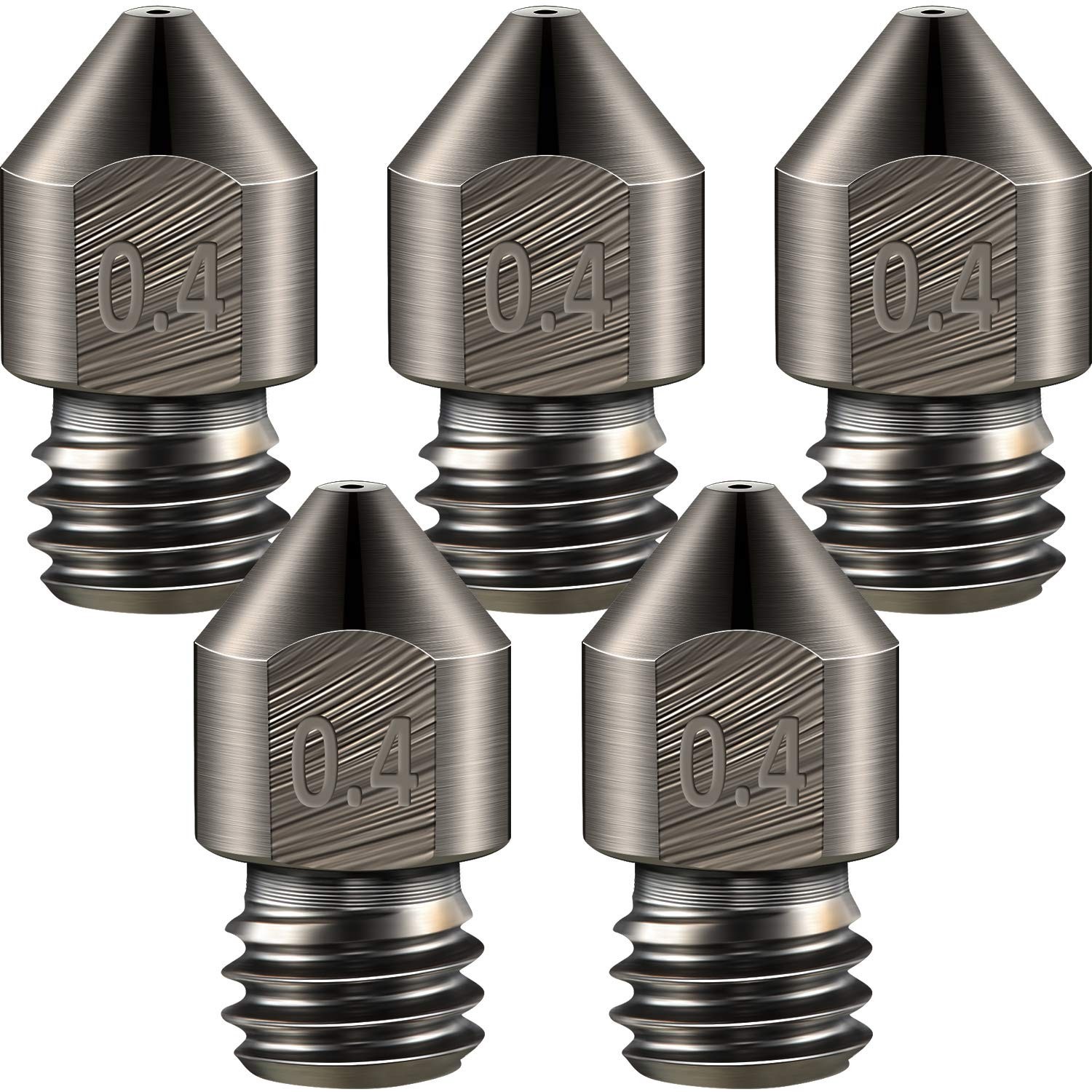 Hardened Steel 0.4mm MK8 Nozzles 5-Pack for Precise 3D Prints - Ender 3/ CR-1...