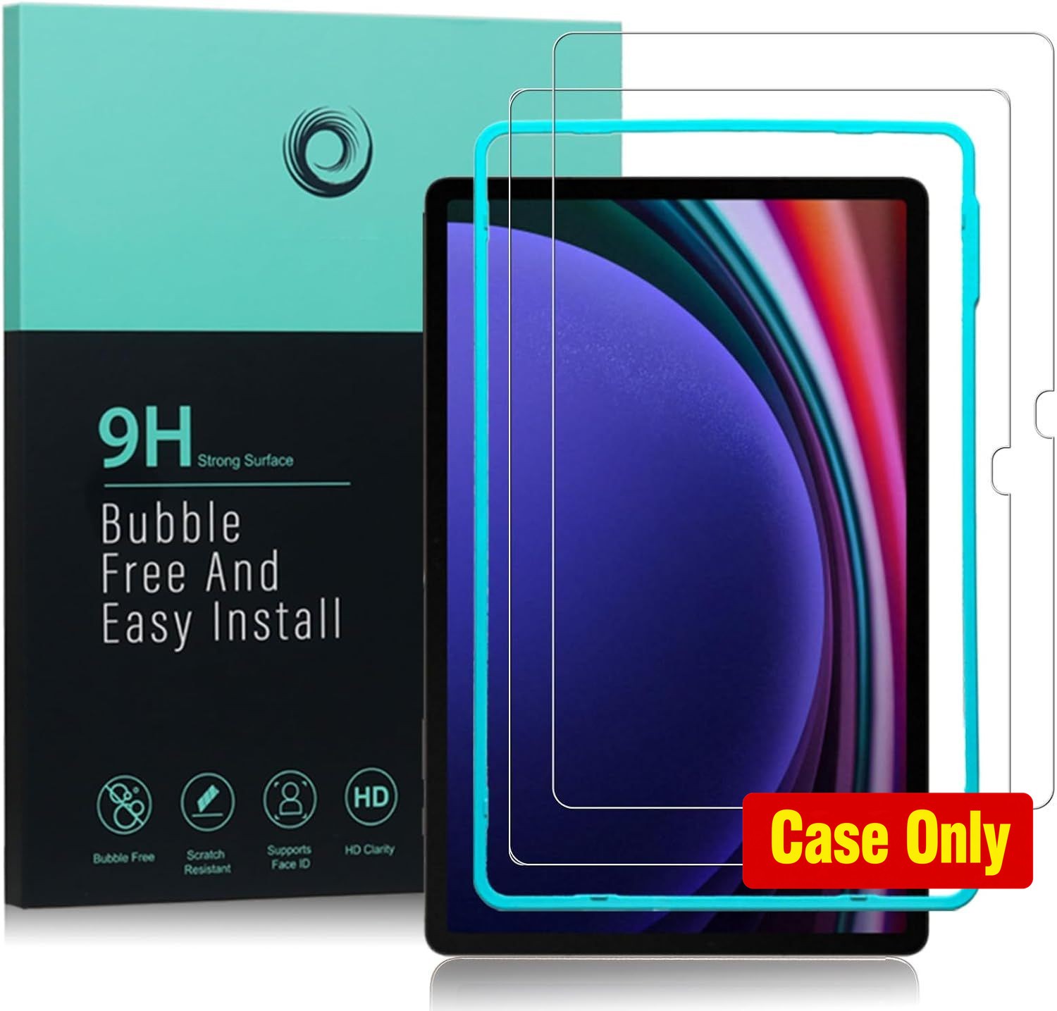 Case for Samsung Galaxy Tab S9+/S10+, 12.4" Tempered Glass, 2Pcs, Easy Install
