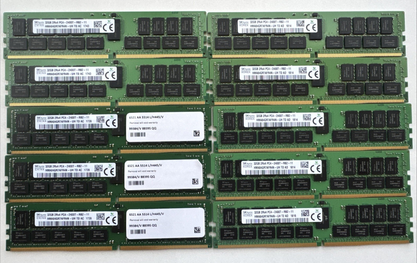Lot of 10 SK Hynix 32GB 2Rx4 PC4 2400T HMA84GR7MFR4N-UH Memory (320G total)