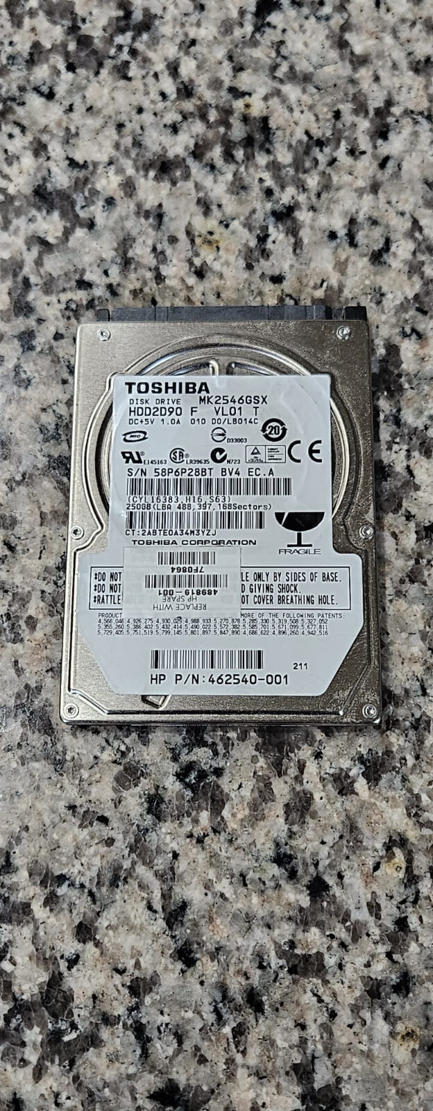 Toshiba MK2546GSX 250GB Internal 5400RPM 2.5" (HDD2D90) HDD