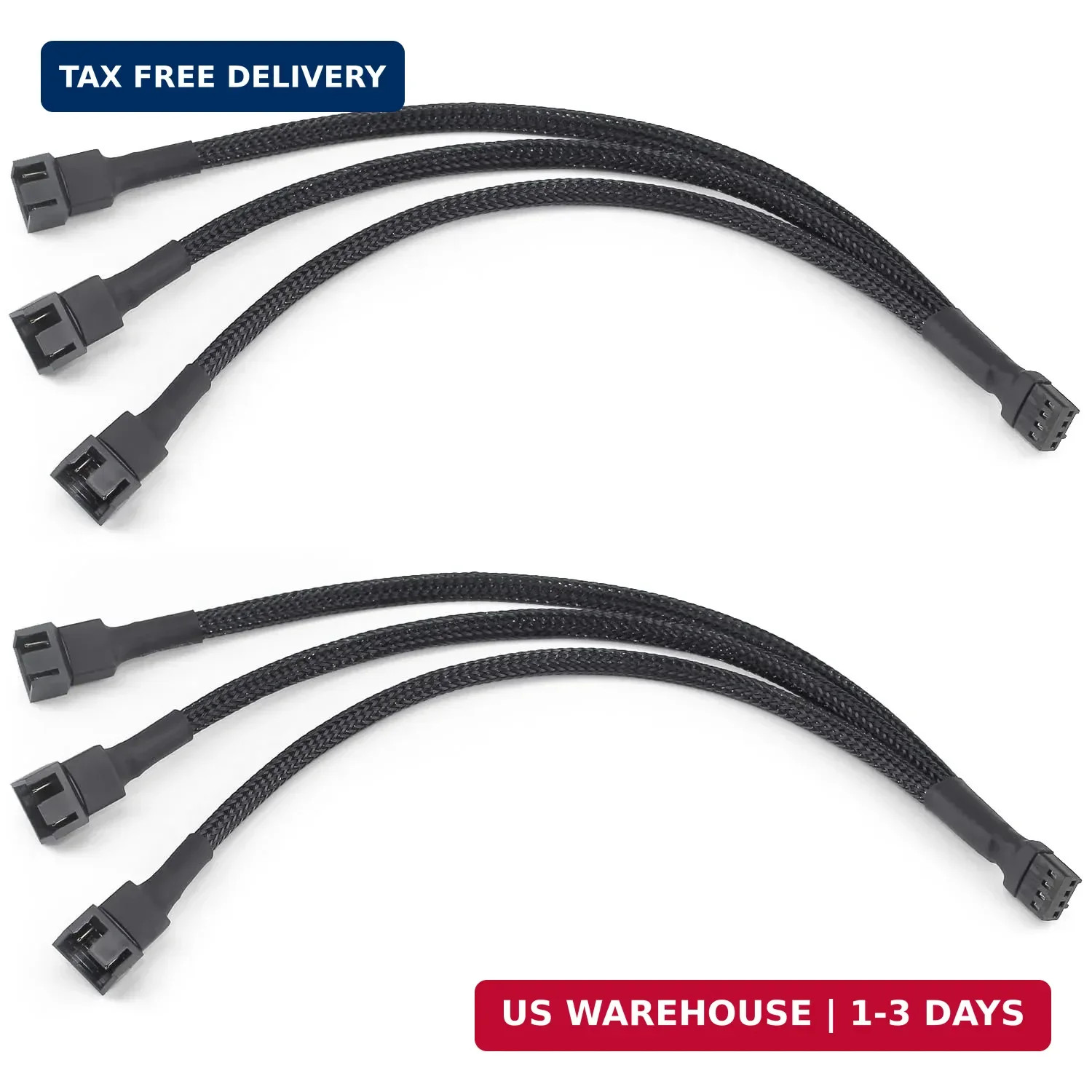 2-Way PC Fan Splitter, 12 Inch PWM Cable for 3/4 Pin Cooling Fans