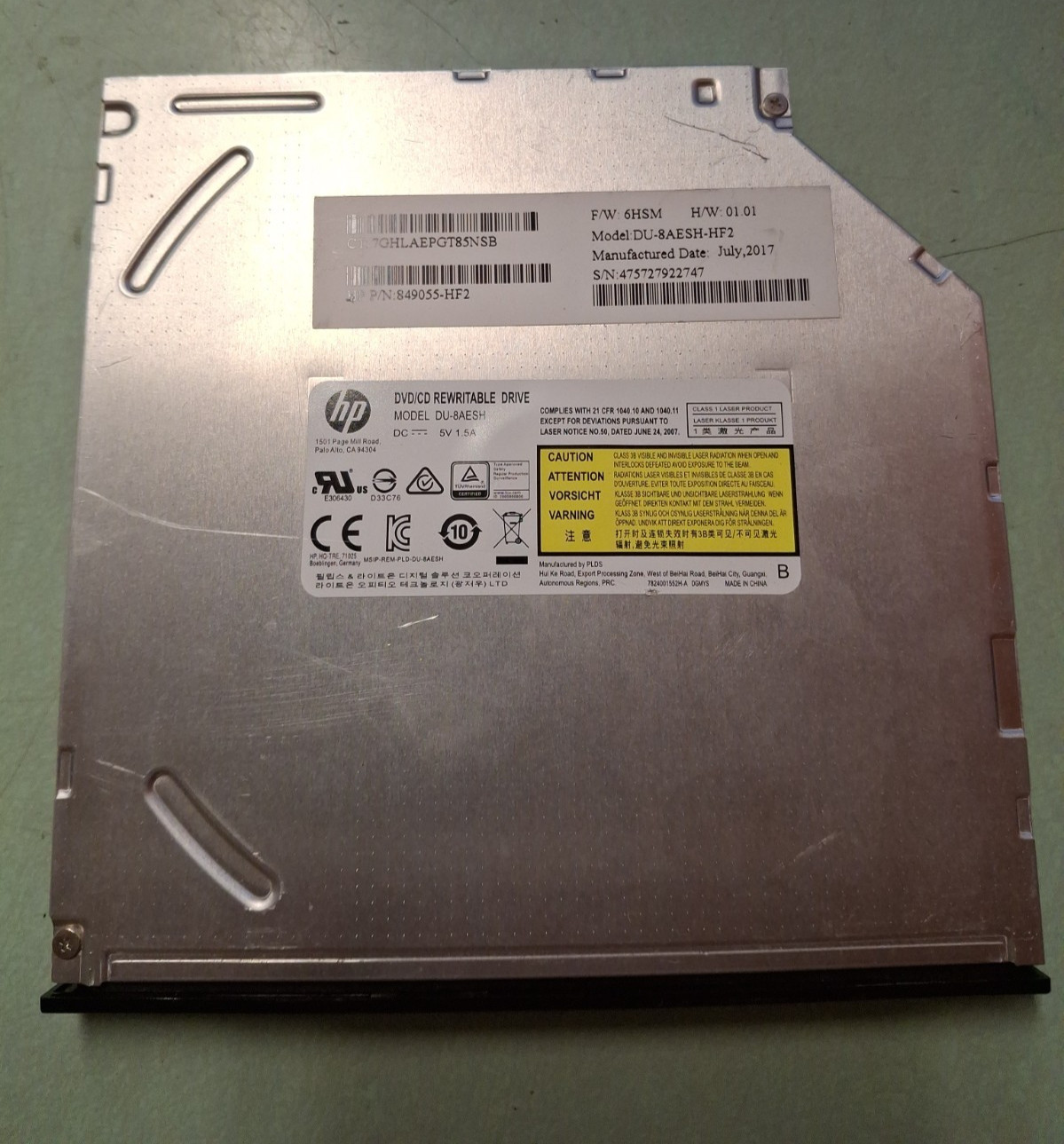 HP DU-8AESH 849055-HF2 DU-8AESH-HF2  Rewritable Drive Black Bezel