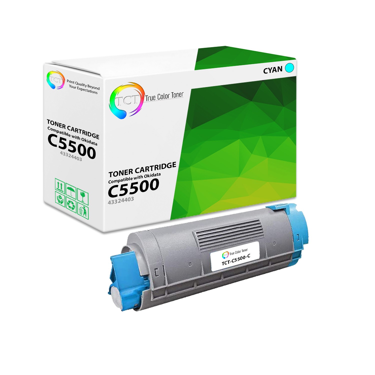 TCT Premium C5500 Cyan for Okidata C5500 C5650 C5800 Compatible Toner Cartridge