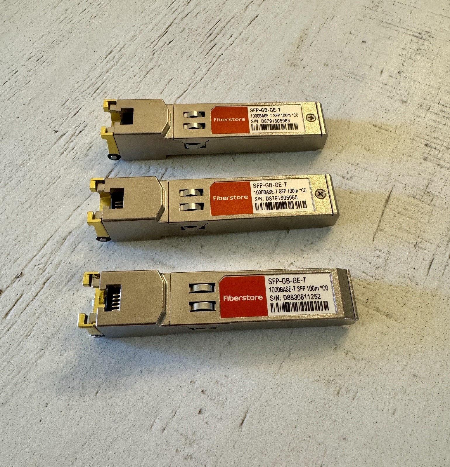 Lot of 3-Fiberstore | SFP-GB-GE-T | 1000Base-T SFP 100m Transceiver Module