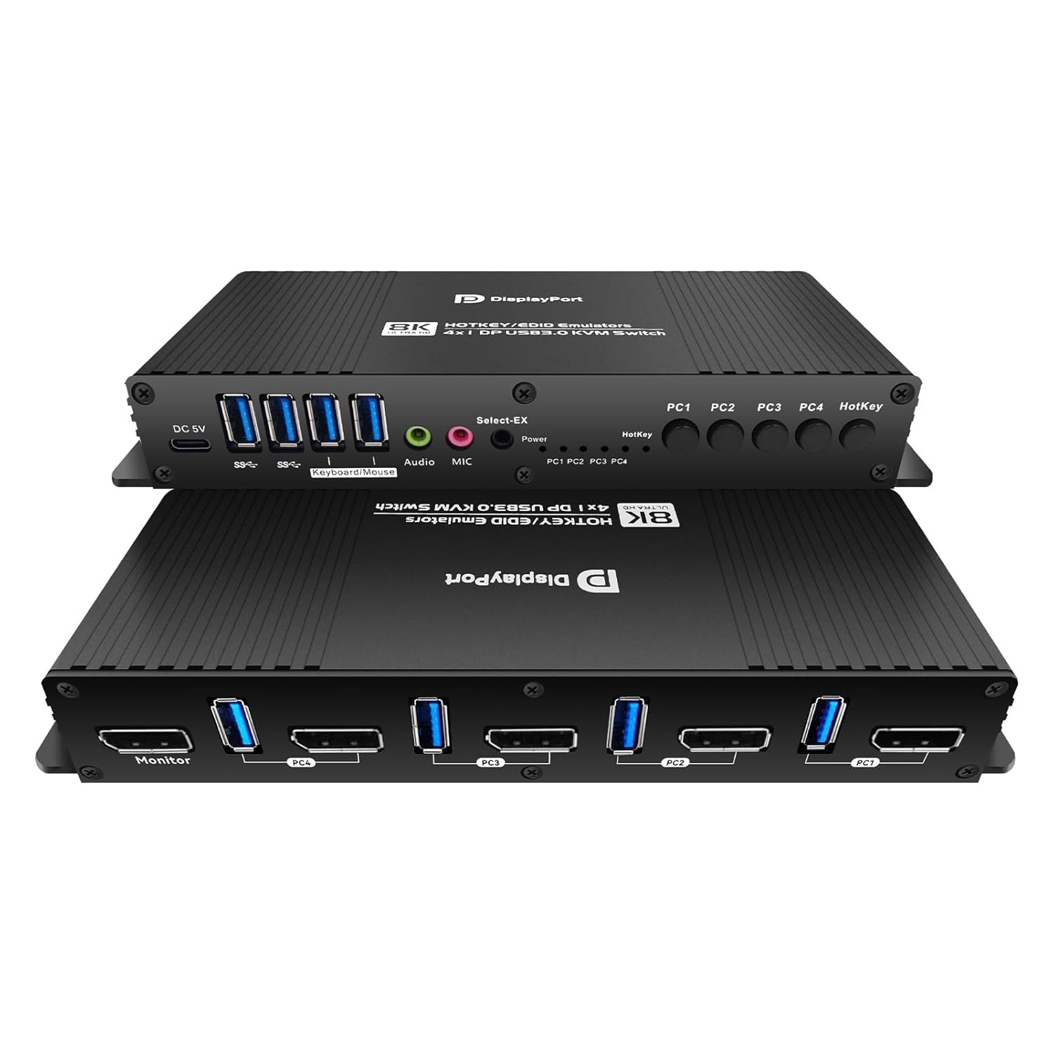 Kvm Switch DisplayPort 2 Monitors 2 Computers EDID 4K 144Hz Hotkey