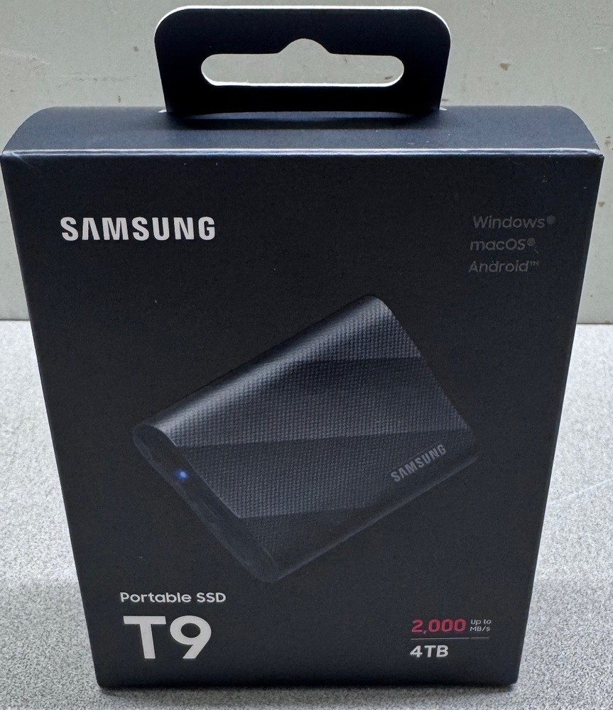 Samsung - T9 Portable SSD 4TB, Up to 2,000MB/s, USB 3.2 Gen2 - Black