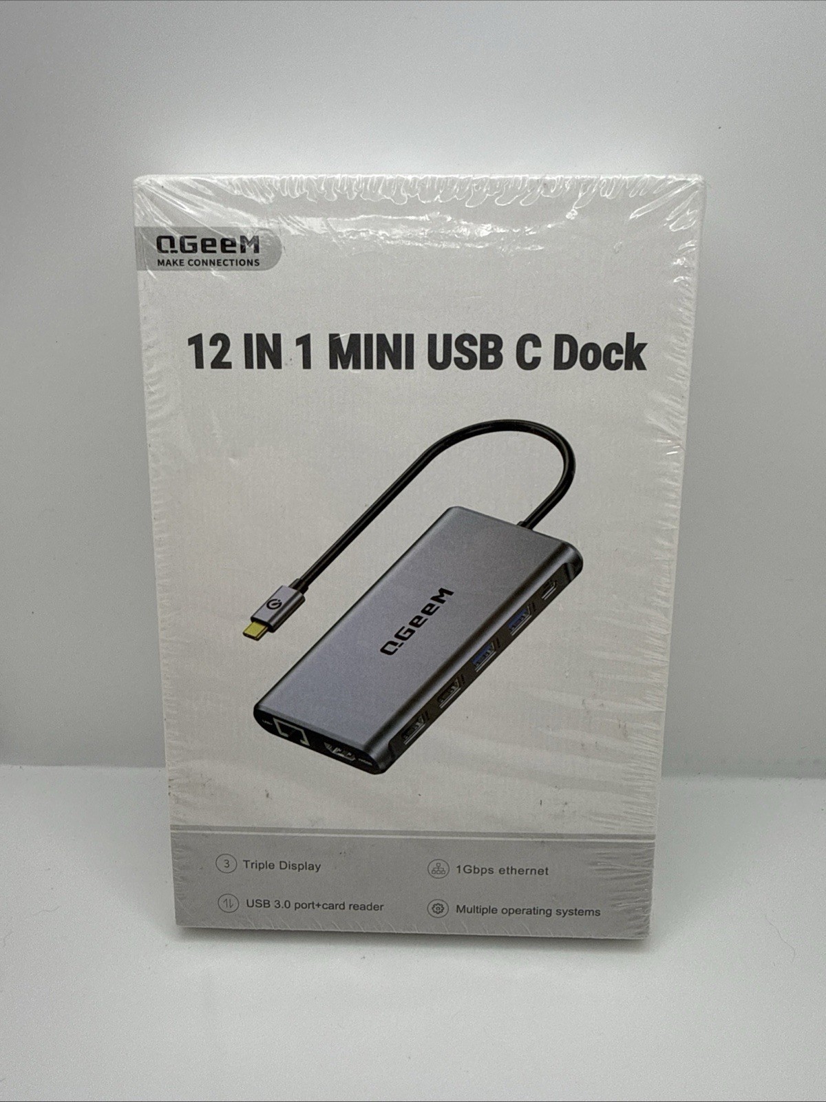 QGeem 12 in 1 Mini USB C 3.0 Docking Station HC1202 Portable Triple Display