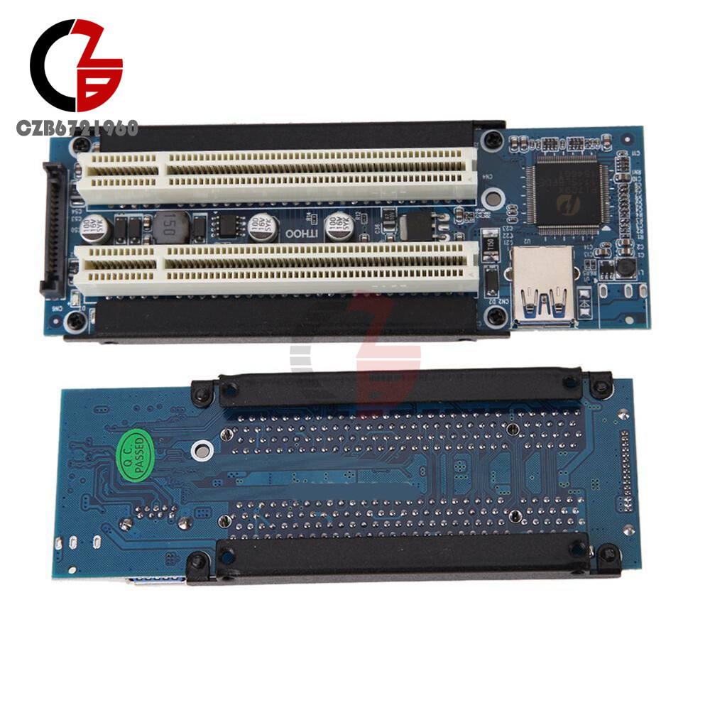 PCI-E Express X1 to Dual PCI Riser Card Slot Expansion Adapter USB 3.0 w/ Cable