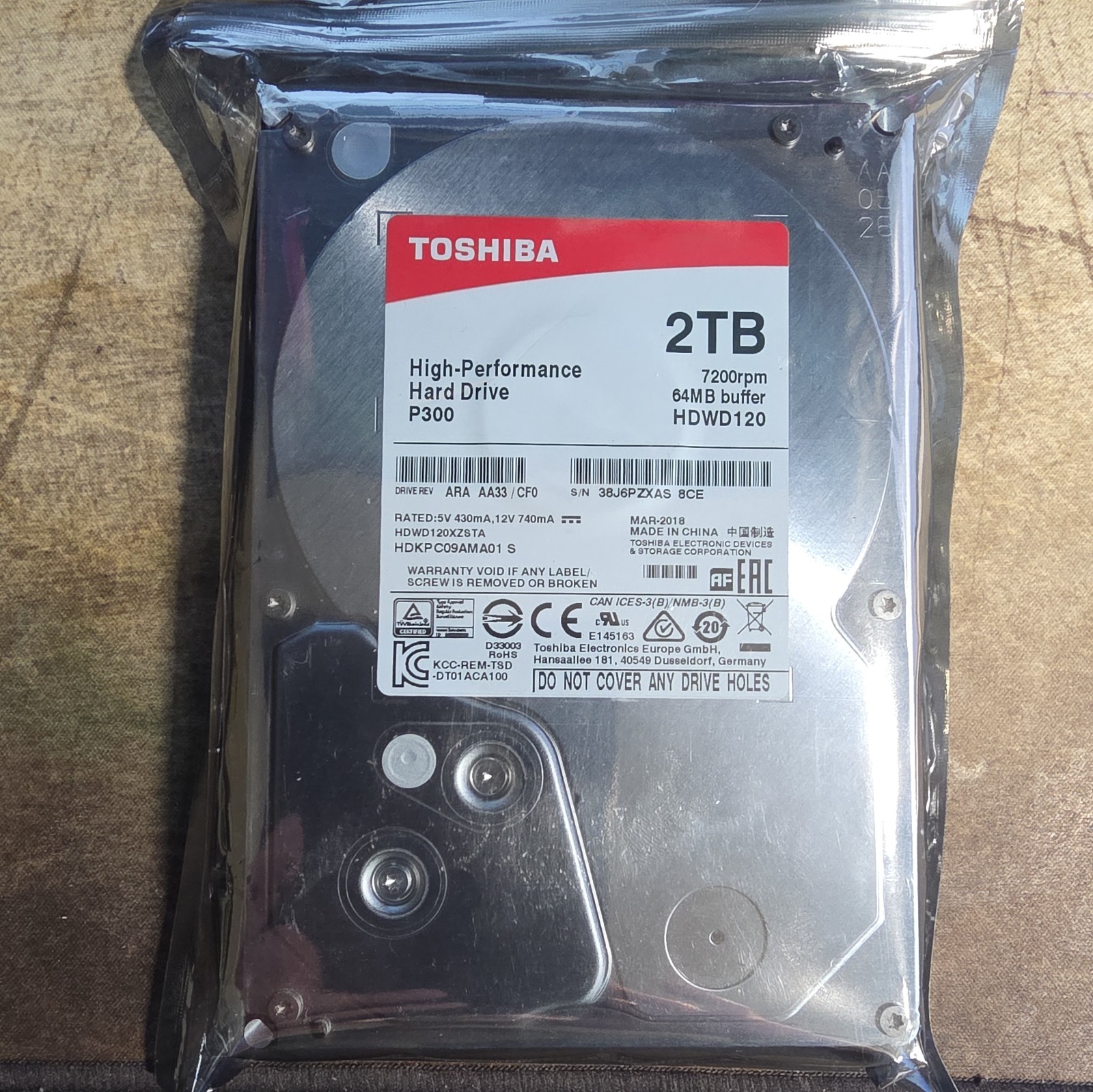 Toshiba P300 2tb 3.5 inch Internal Hard Drive 7200 rpm