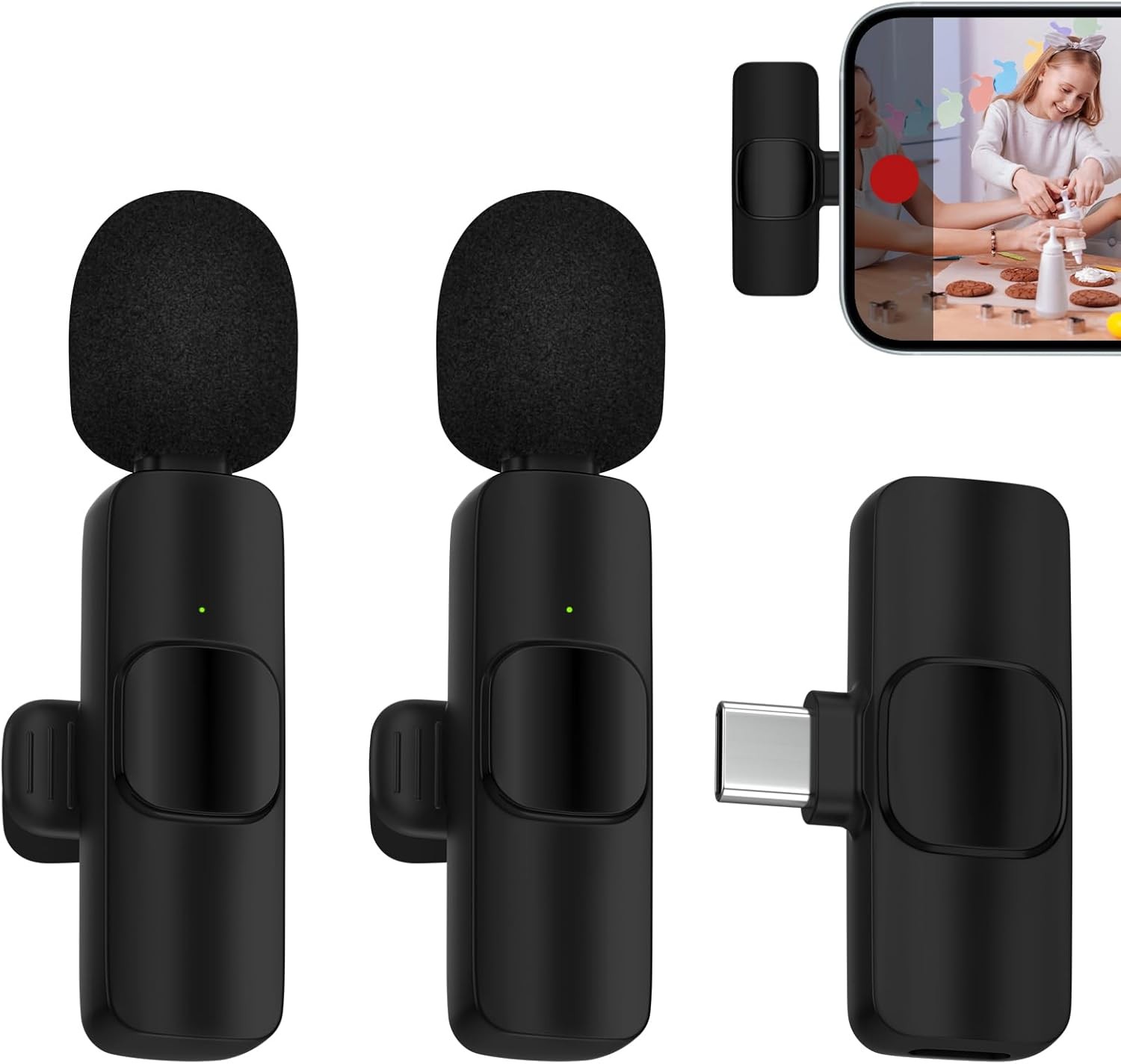 Wireless Microphone for iPhone 17 Pro Max/16/16e/16 Plus, Mini Lavalier Micropho