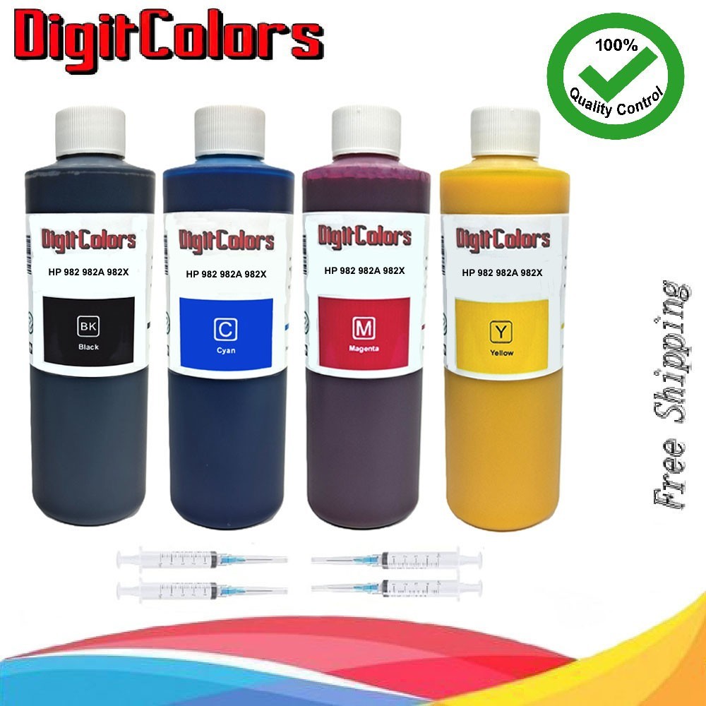 Ink Refill Kit Bottles Pigment Ink for HP 982 982A 982X Premium Ink 4x250ml