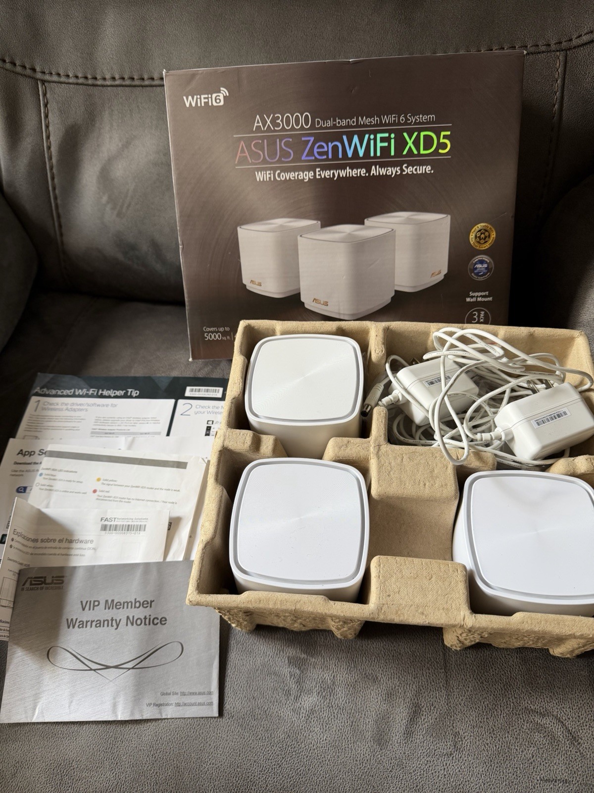 Asus ZenWiFi XD5 Whole Home Mesh WiFi 6 Router AX3000 Dual-Band White (3 Pack)