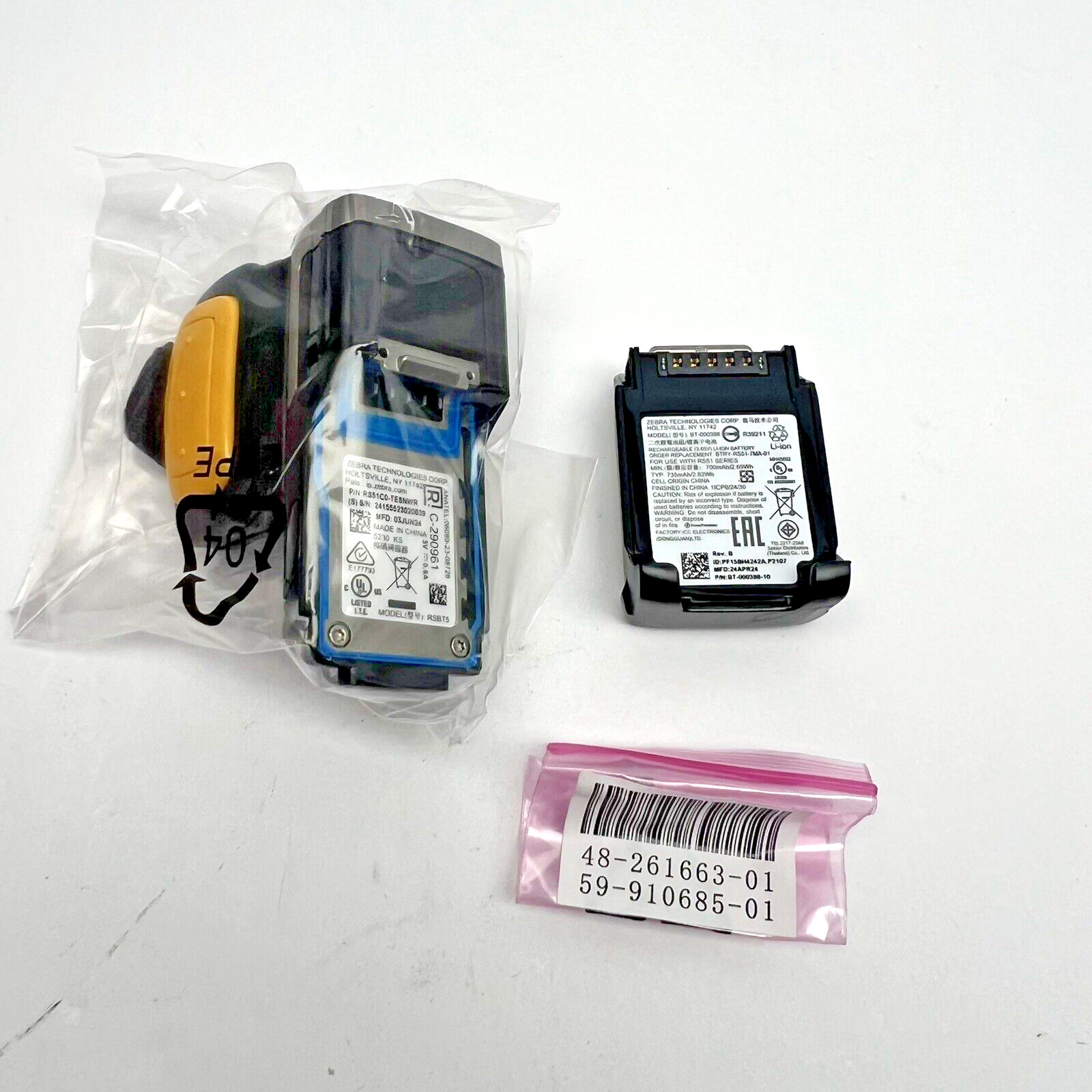 Ring Scanner RS51C0-TESNWR and Battery BT-000398-10 / RST5