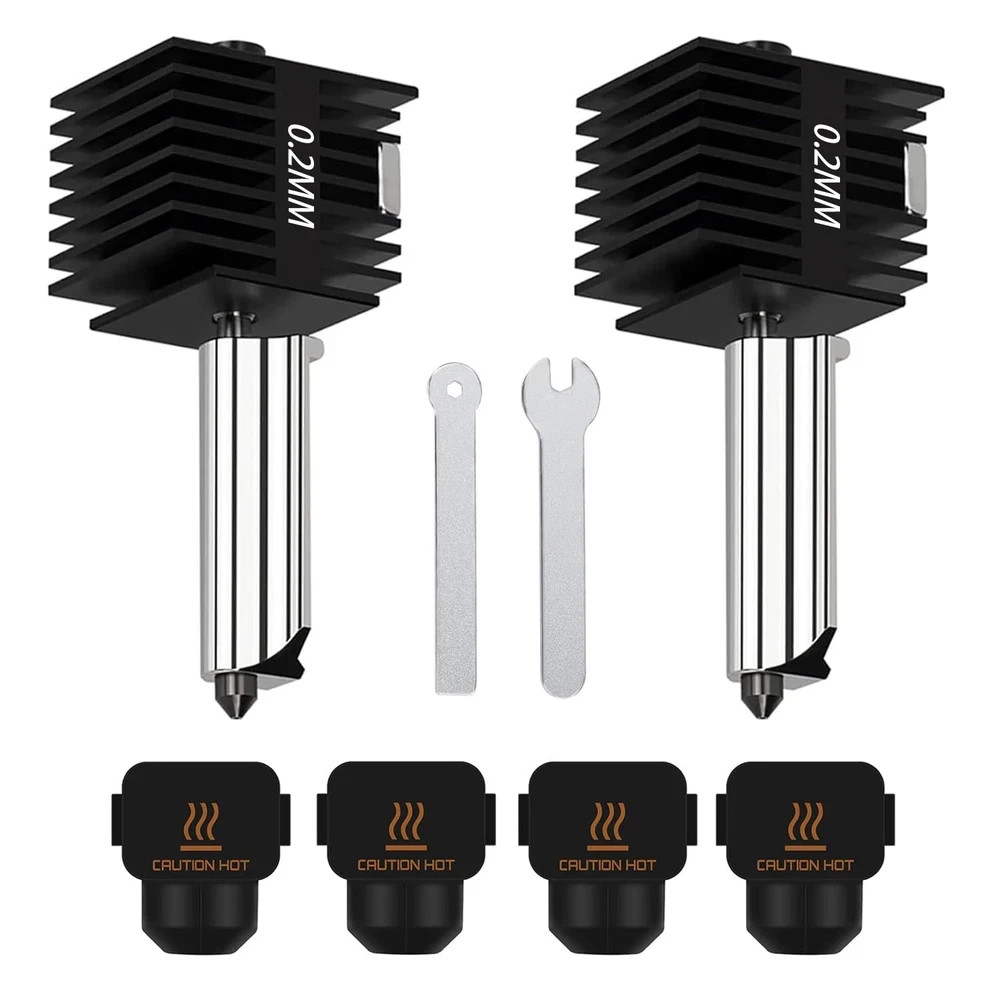 2pc 0.2mm Hardened Steel Hotend Nozzle for Bambu Lab A1 Mini A1 3D Printer Updat