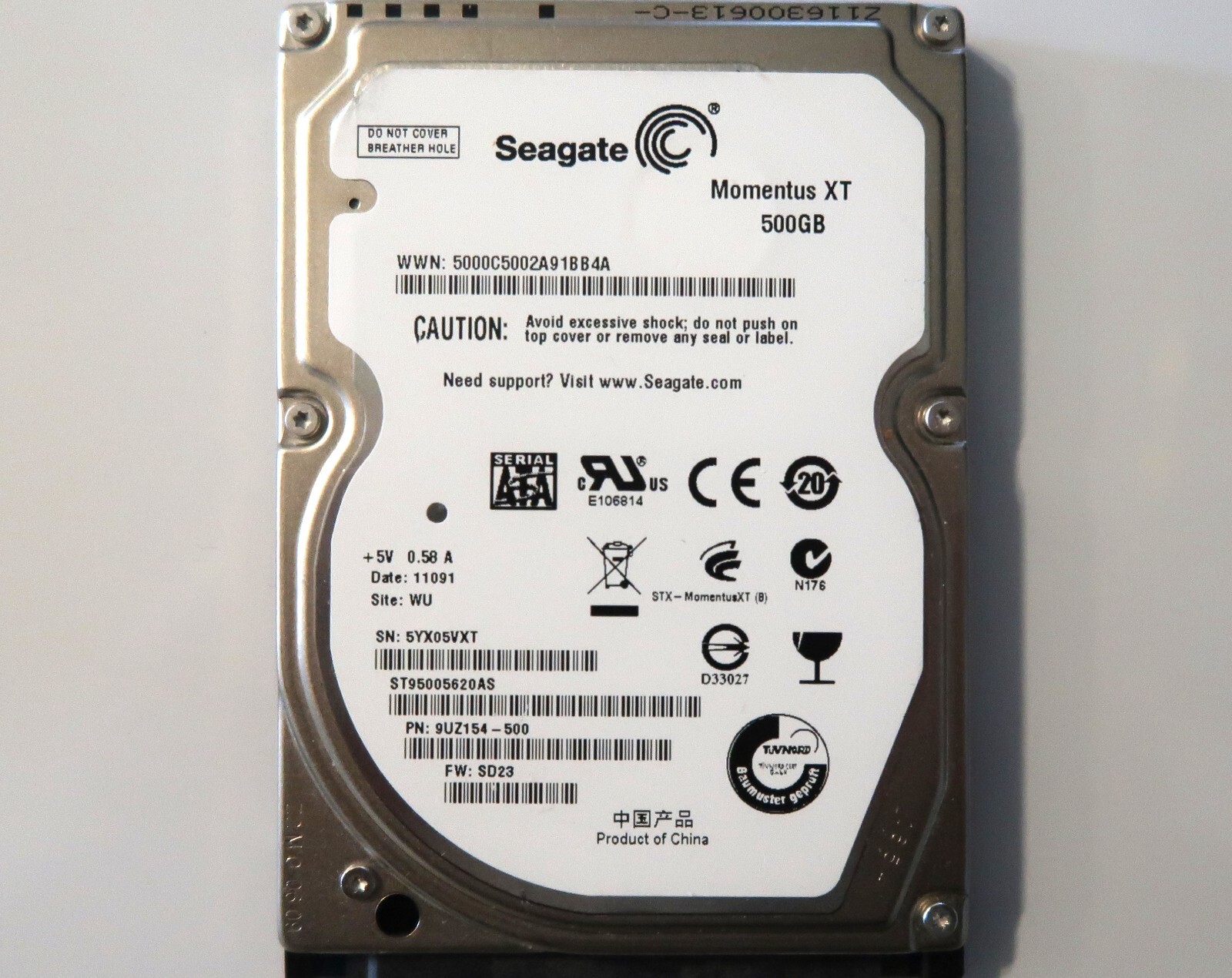 Seagate ST95005620AS 9UZ154-500 China SD23 (5YX0) WU 500gb 2.5" Sata AUG-2010